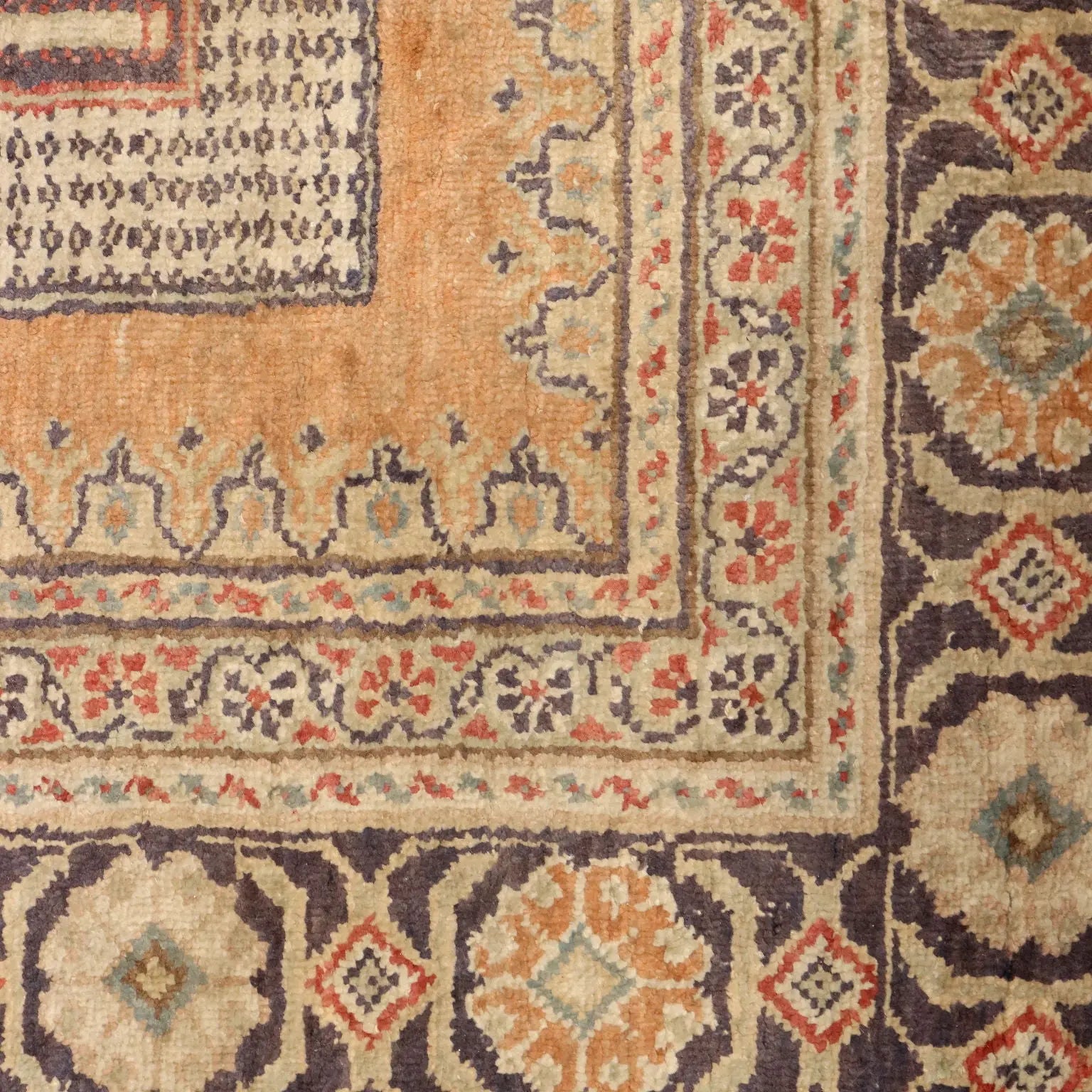 Antique Kayseri Carpet Cotton Wool Thin Knot Turkey 53 x 35 In
