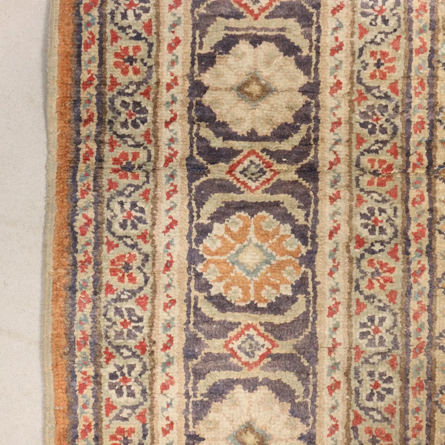 Antique Kayseri Carpet Cotton Wool Thin Knot Turkey 53 x 35 In