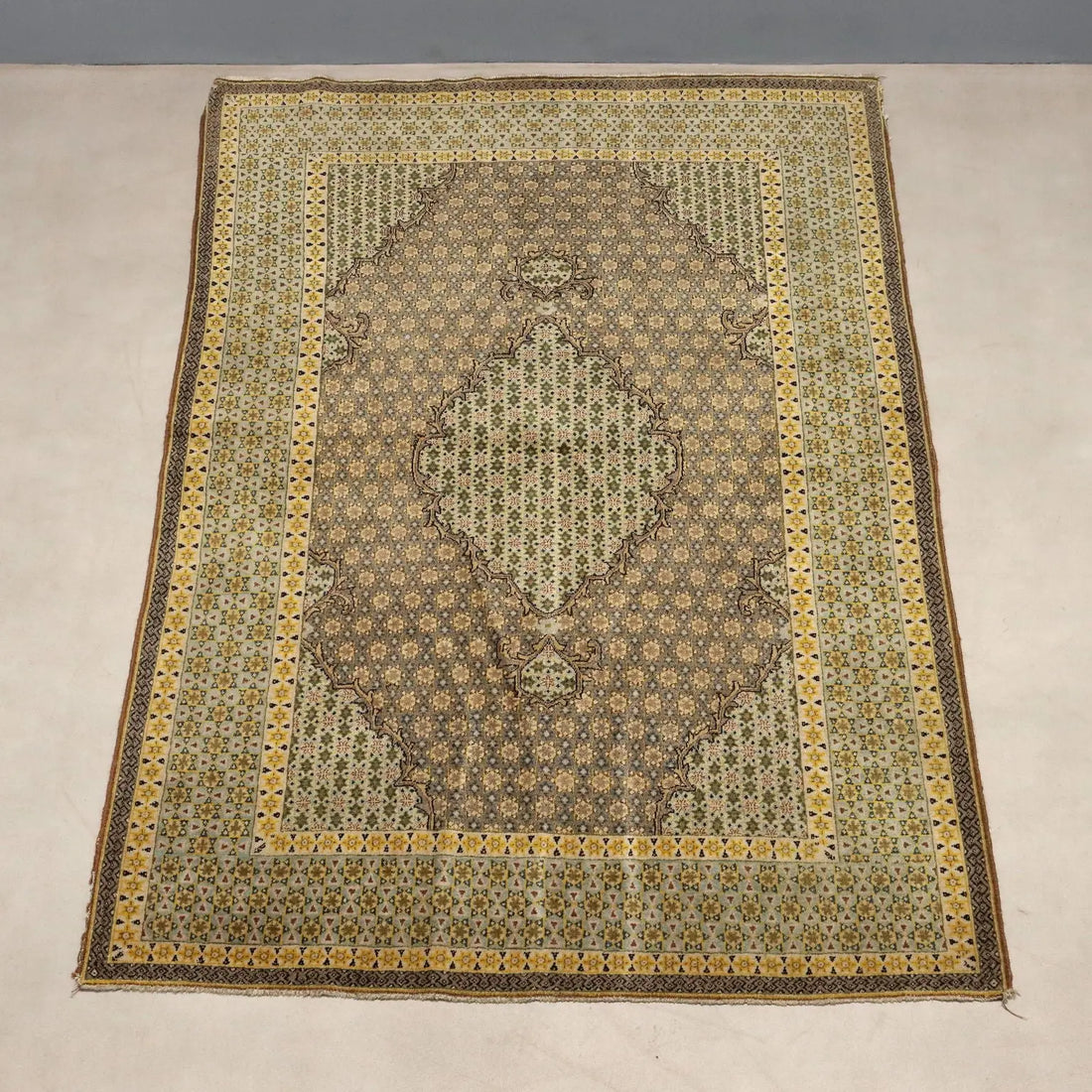 Antique Asian Carpet Cotton Wool Thin Knot 81 x 51 In