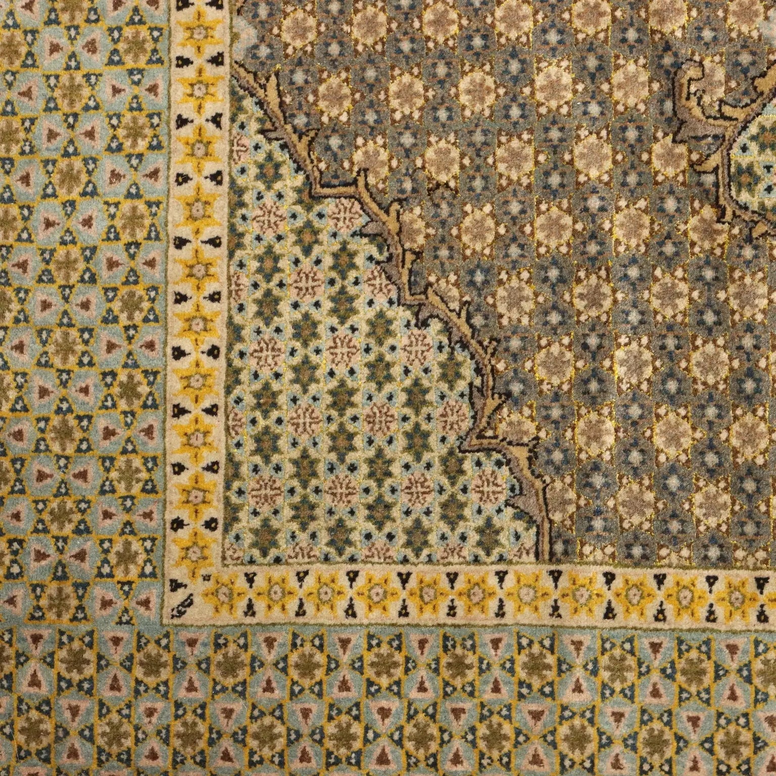 Antique Asian Carpet Cotton Wool Thin Knot 81 x 51 In
