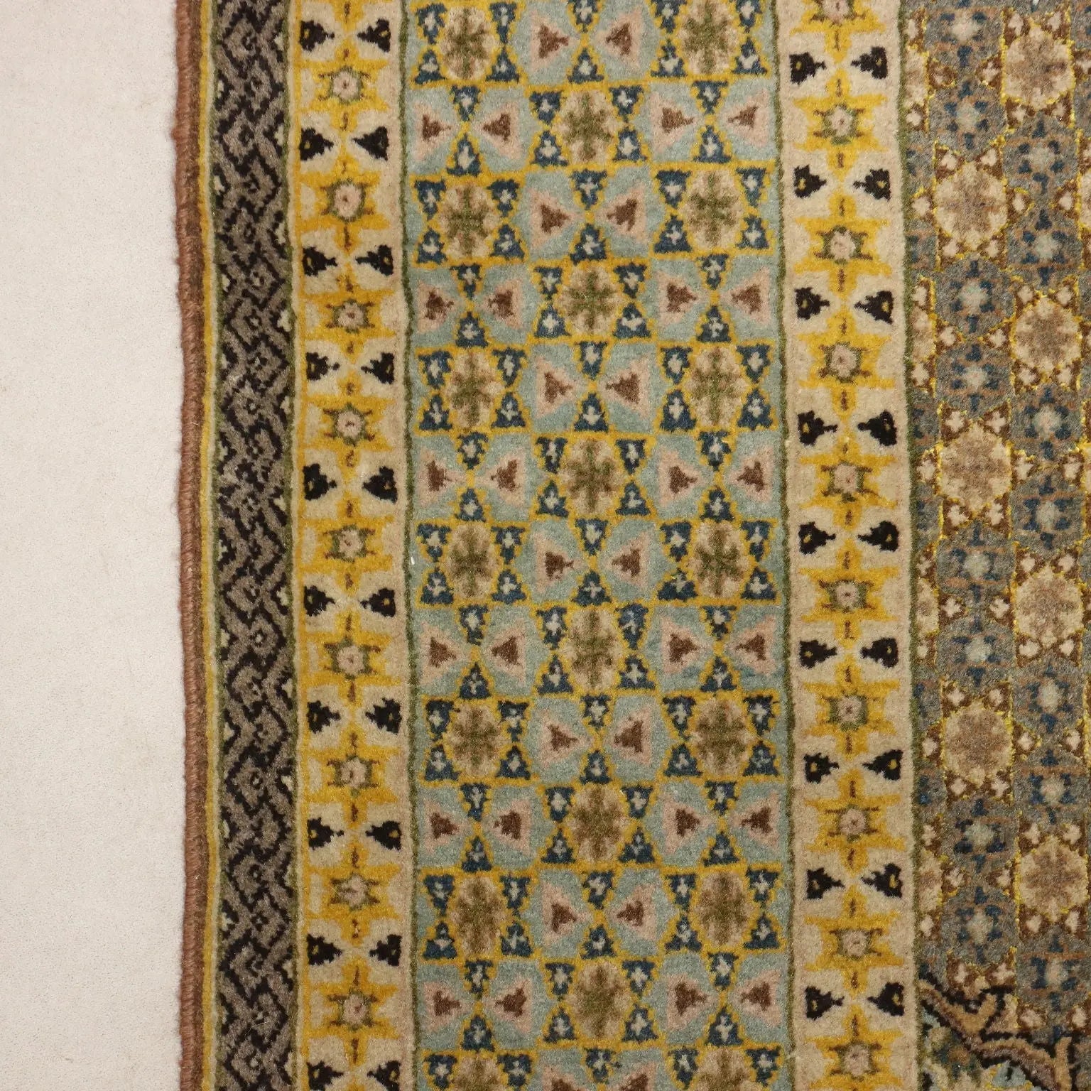 Antique Asian Carpet Cotton Wool Thin Knot 81 x 51 In