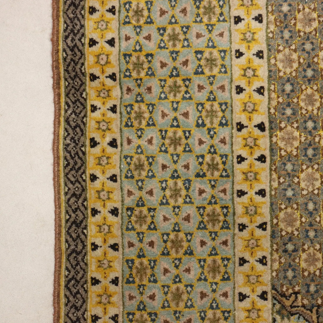 Antique Asian Carpet Cotton Wool Thin Knot 81 x 51 In