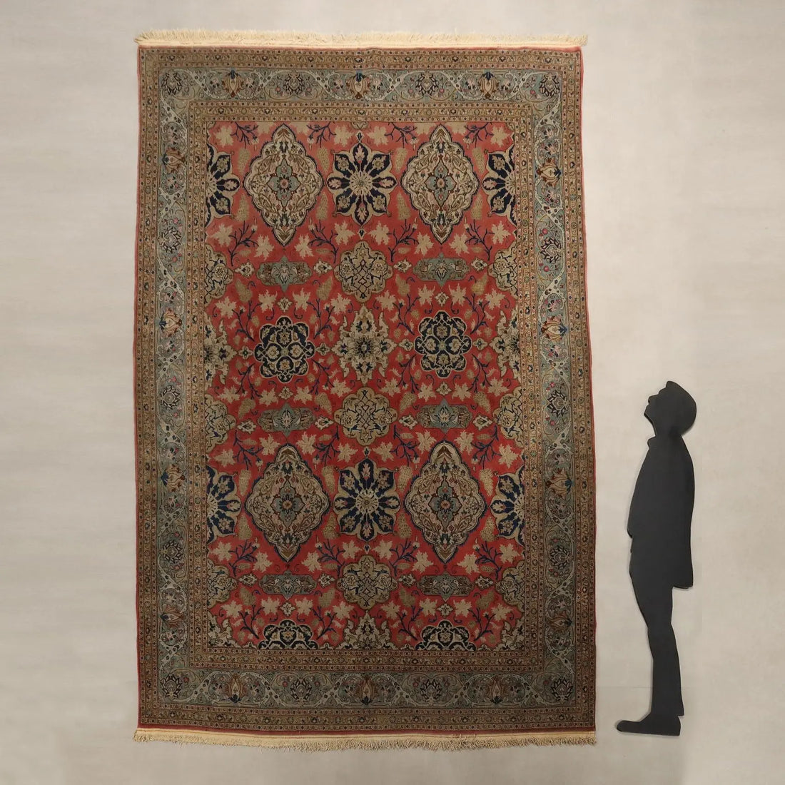 Antique Asian Carpet Cotton Wool Extra-Thin Knot 139 x 94 In
