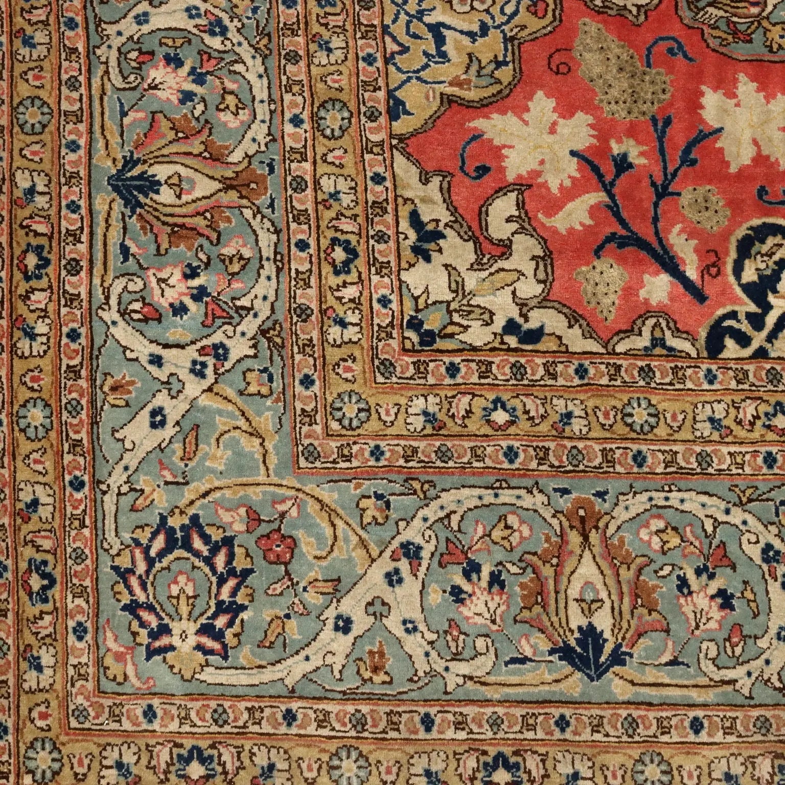 Antique Asian Carpet Cotton Wool Extra-Thin Knot 139 x 94 In