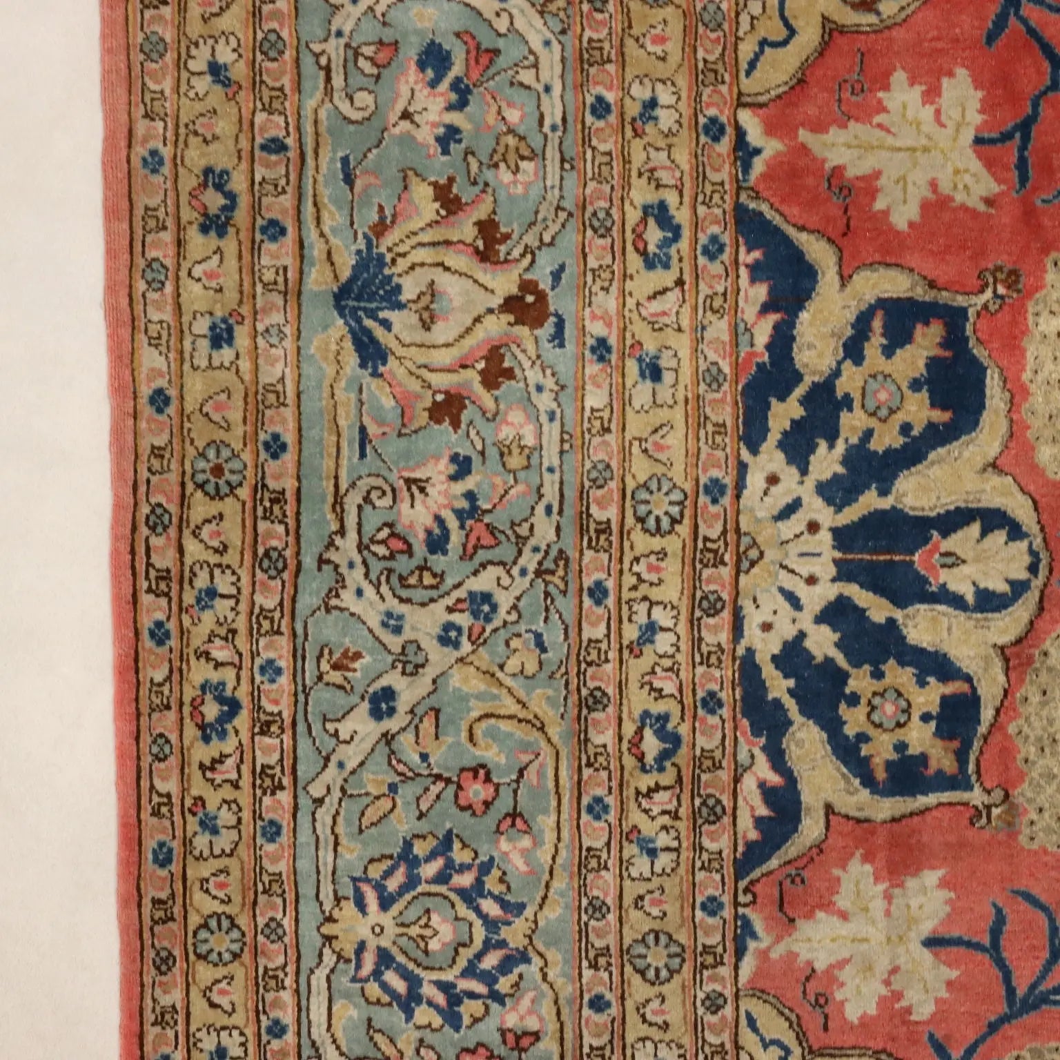 Antique Asian Carpet Cotton Wool Extra-Thin Knot 139 x 94 In
