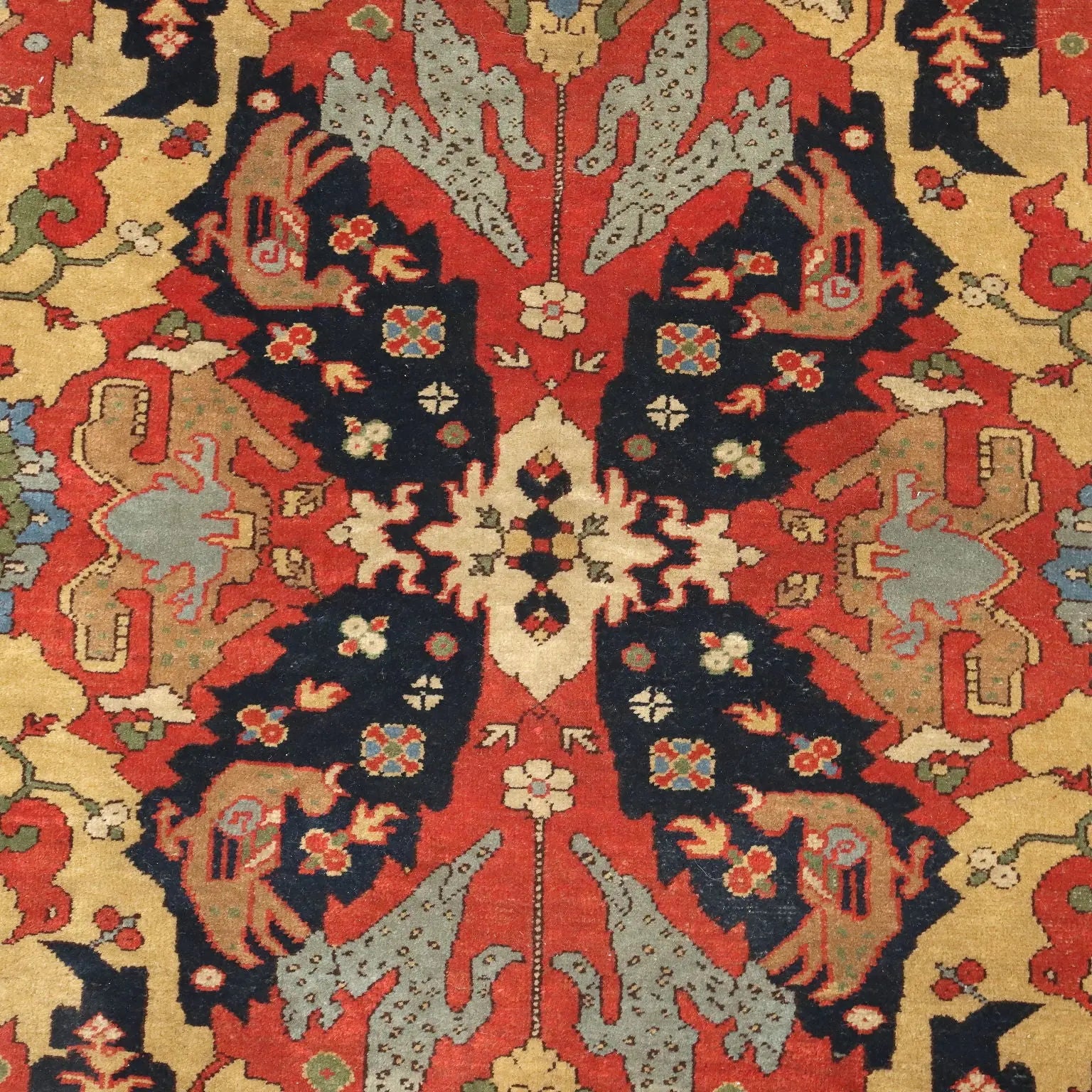 Antique Herat Carpet Wool Heavy Knot Azerbaijan 98 x 58 In