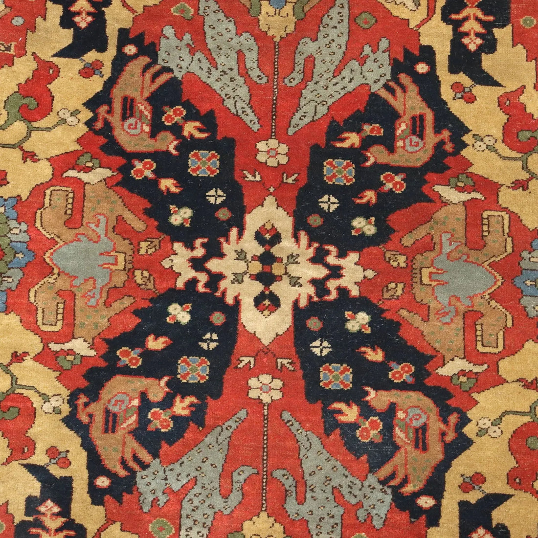 Antique Herat Carpet Wool Heavy Knot Azerbaijan 98 x 58 In