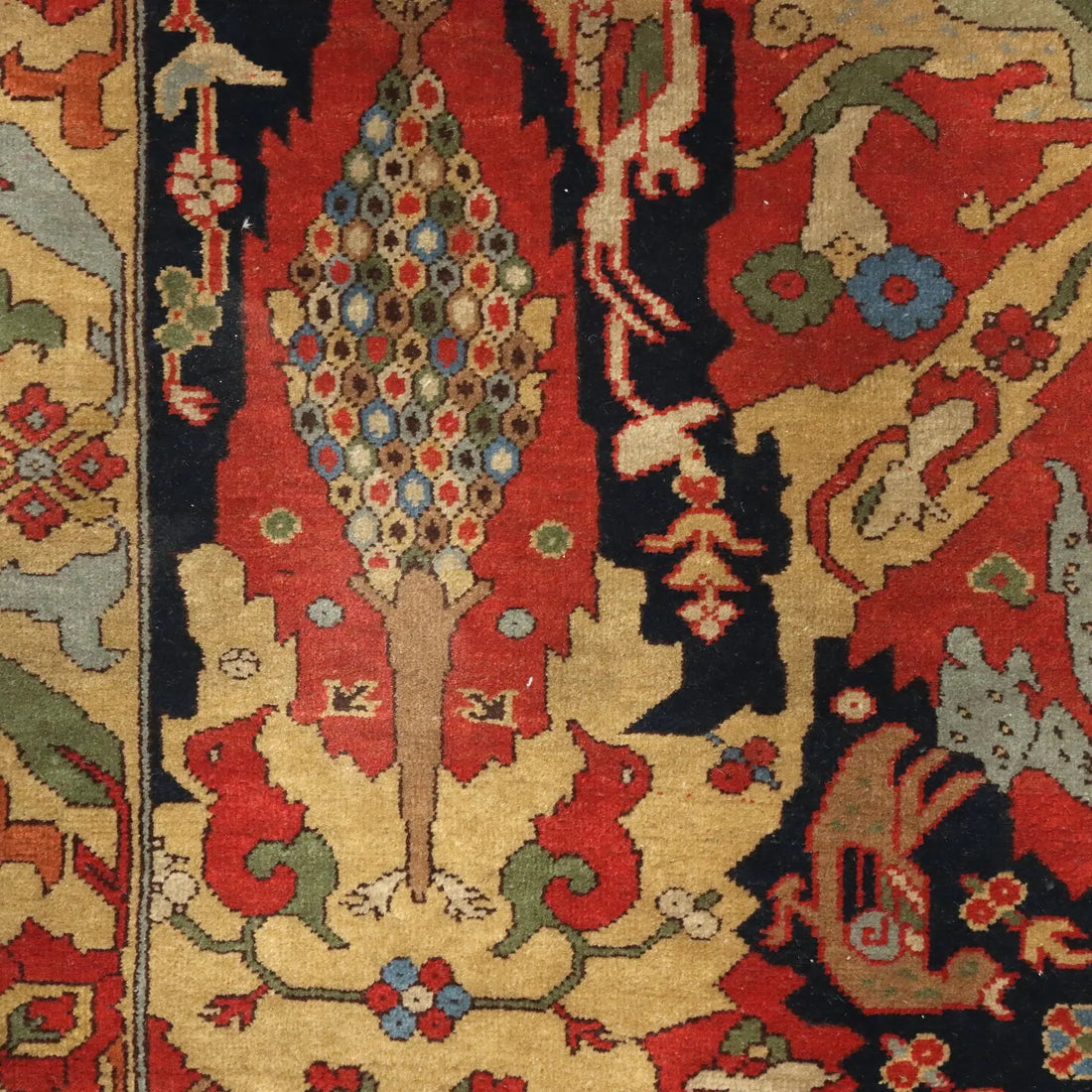 Antique Herat Carpet Wool Heavy Knot Azerbaijan 98 x 58 In