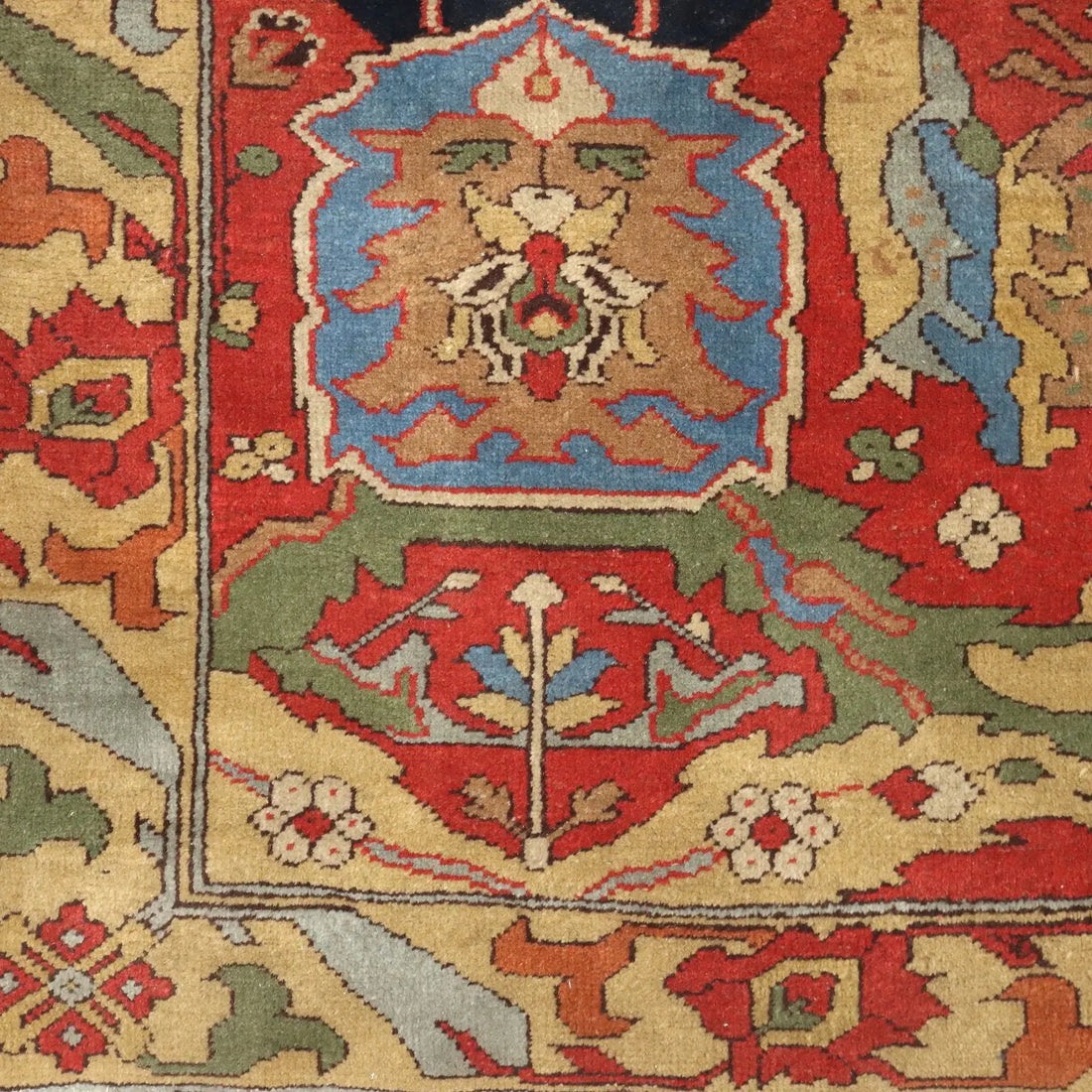 Antique Herat Carpet Wool Heavy Knot Azerbaijan 98 x 58 In