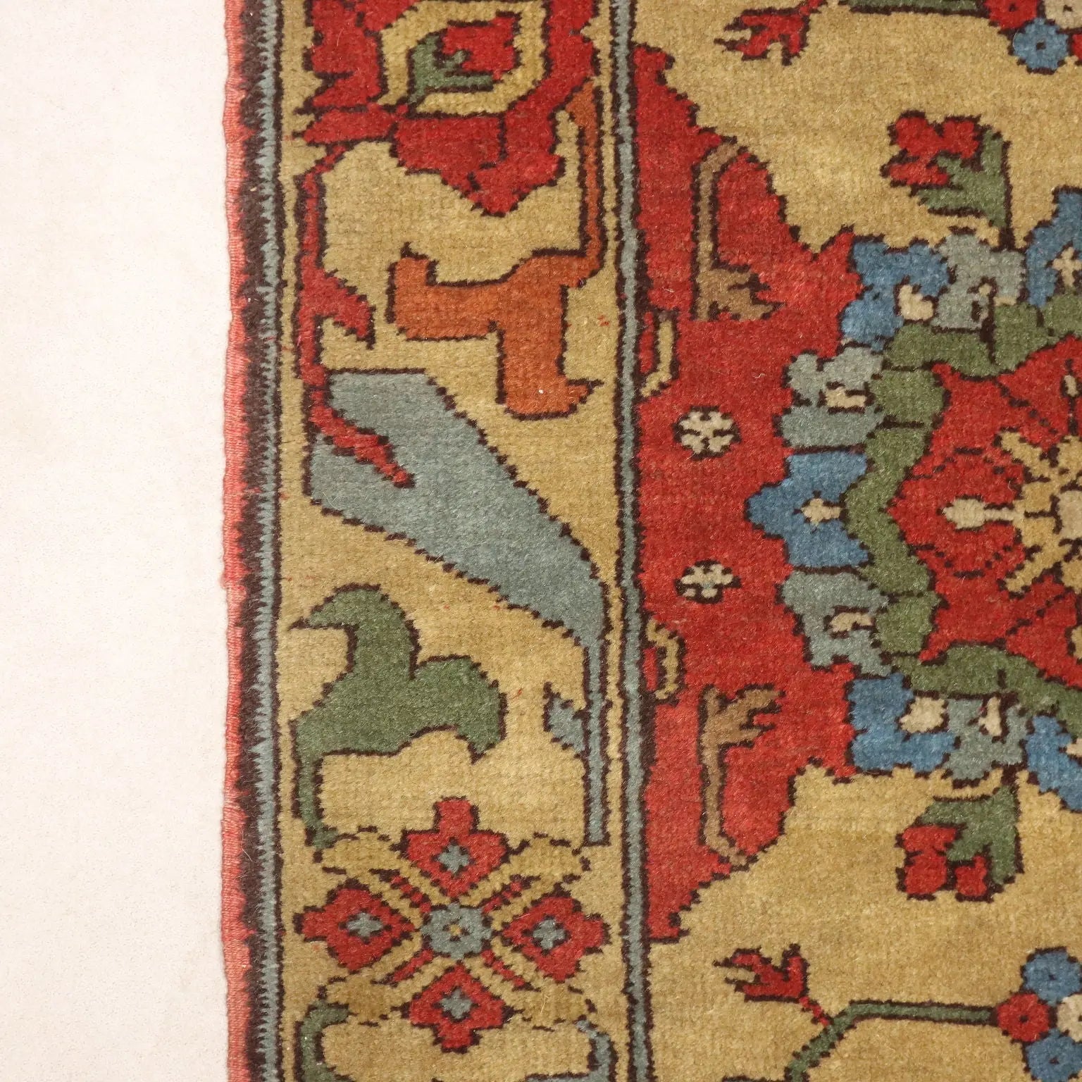 Antique Herat Carpet Wool Heavy Knot Azerbaijan 98 x 58 In