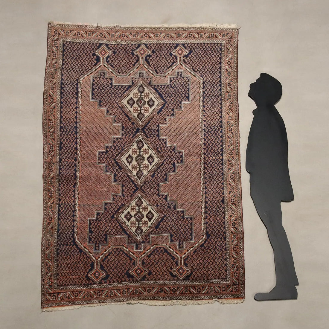 Antique Asian Carpet Wool Thin Knot Handmade 100 x 57 In
