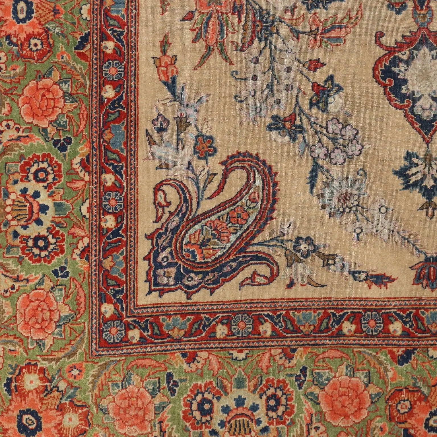 Antique Asian Carpet Cotton Wool Thin Knot 79 x 52 In