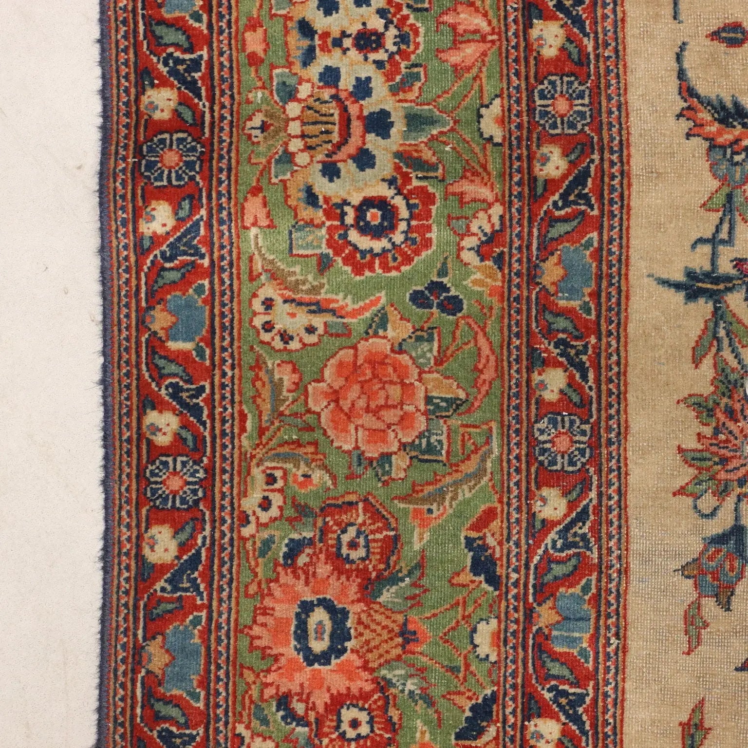 Antique Asian Carpet Cotton Wool Thin Knot 79 x 52 In