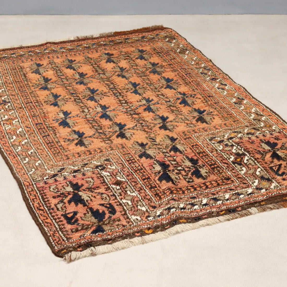 Antique Asian Carpet Wool Thin Knot Handmade 50 x 32 In