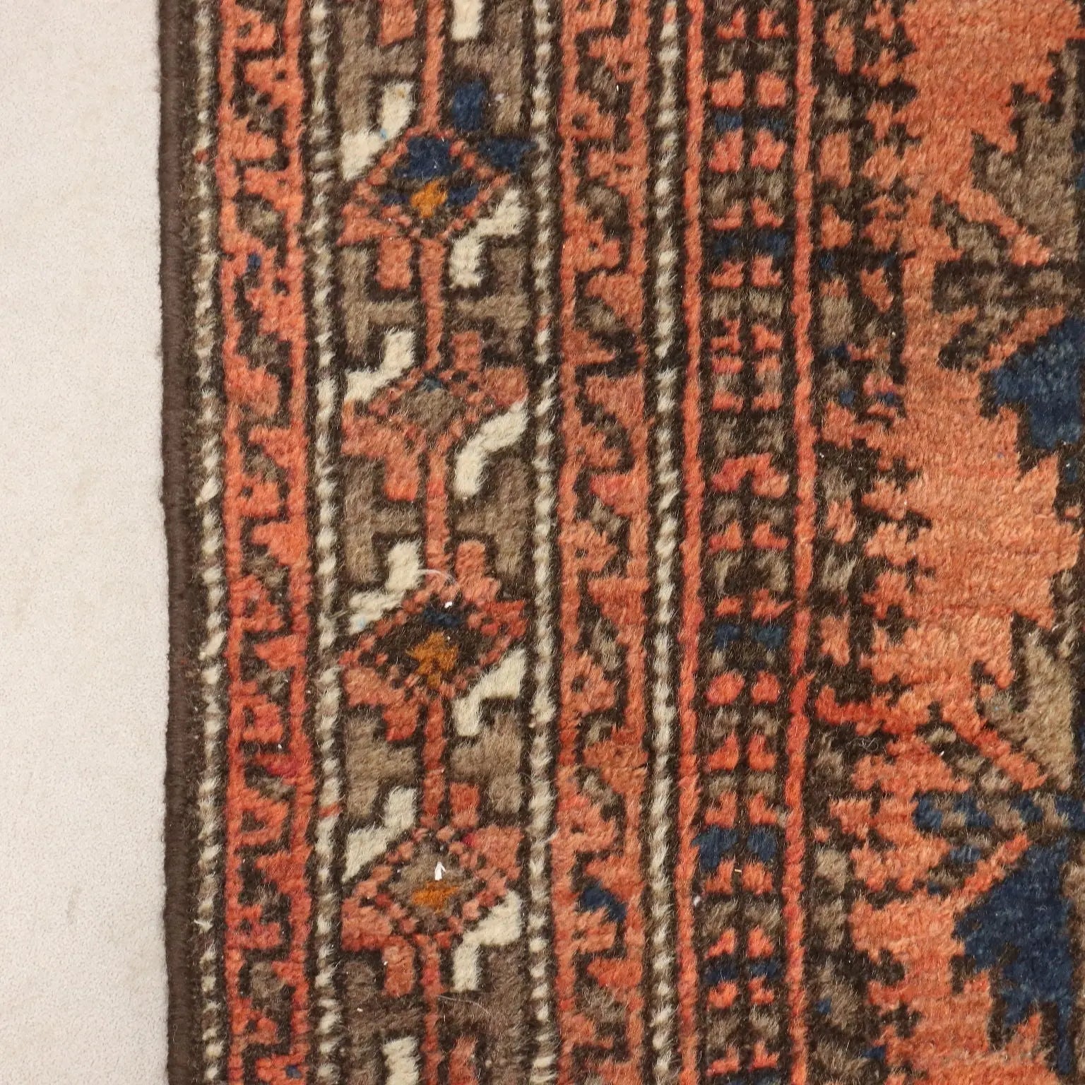 Antique Asian Carpet Wool Thin Knot Handmade 50 x 32 In