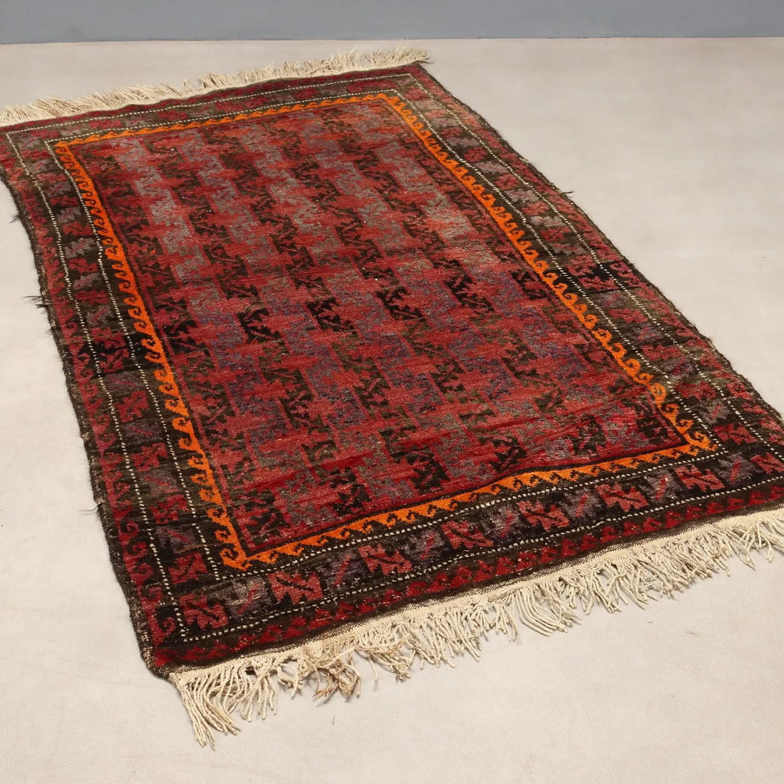 Antique Asian Carpet Wool Heavy Knot Handmade 63 x 38 In