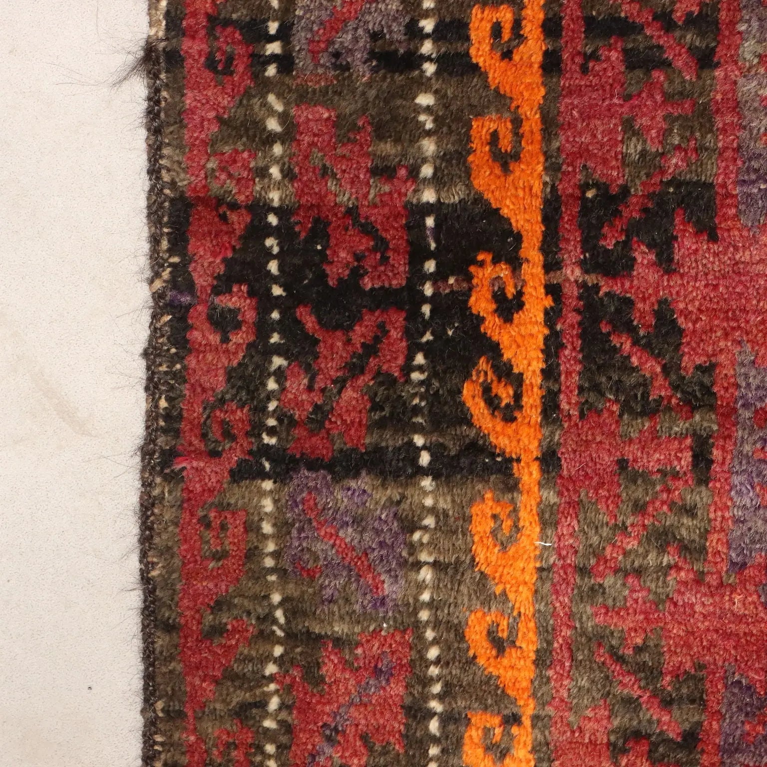 Antique Asian Carpet Wool Heavy Knot Handmade 63 x 38 In