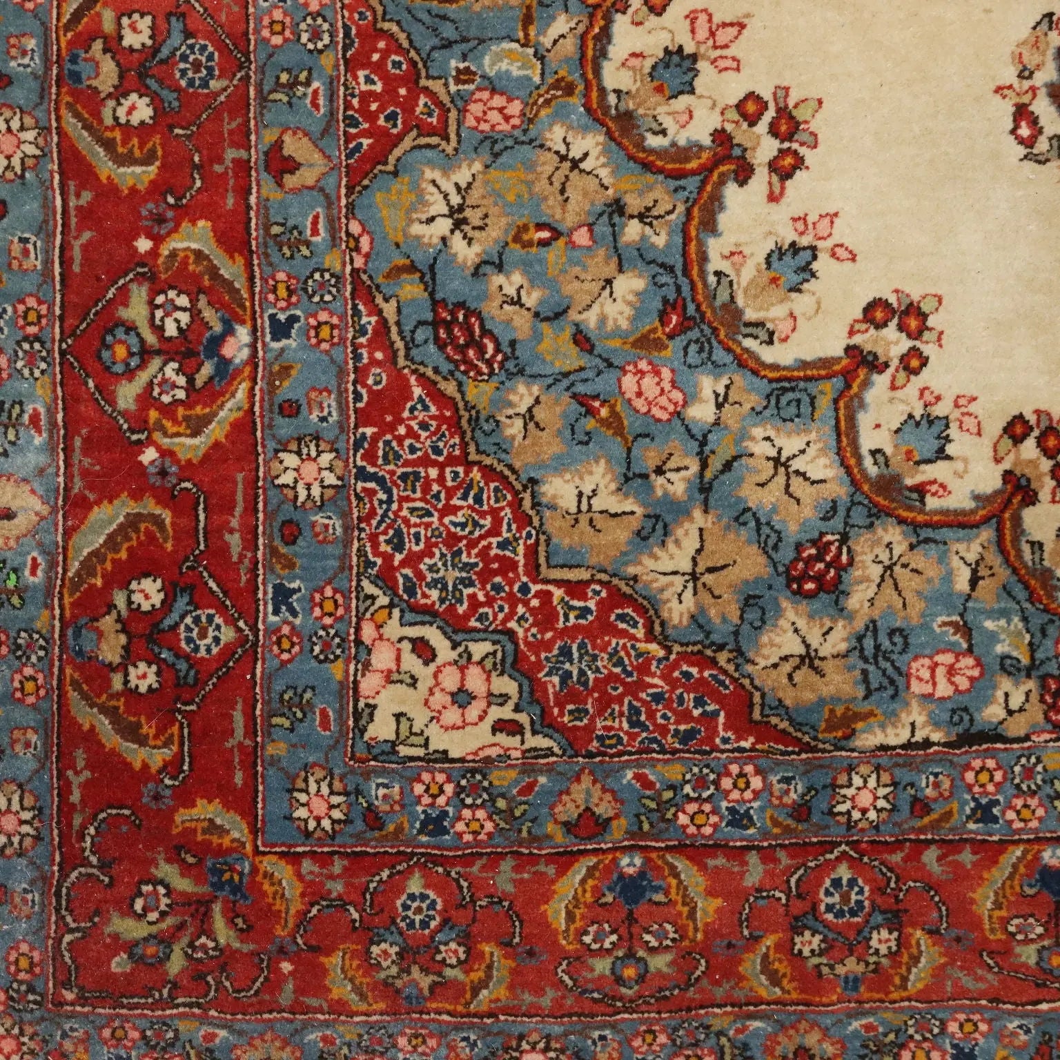 Antique Asian Carpet Cotton Wool 88 x 53 In