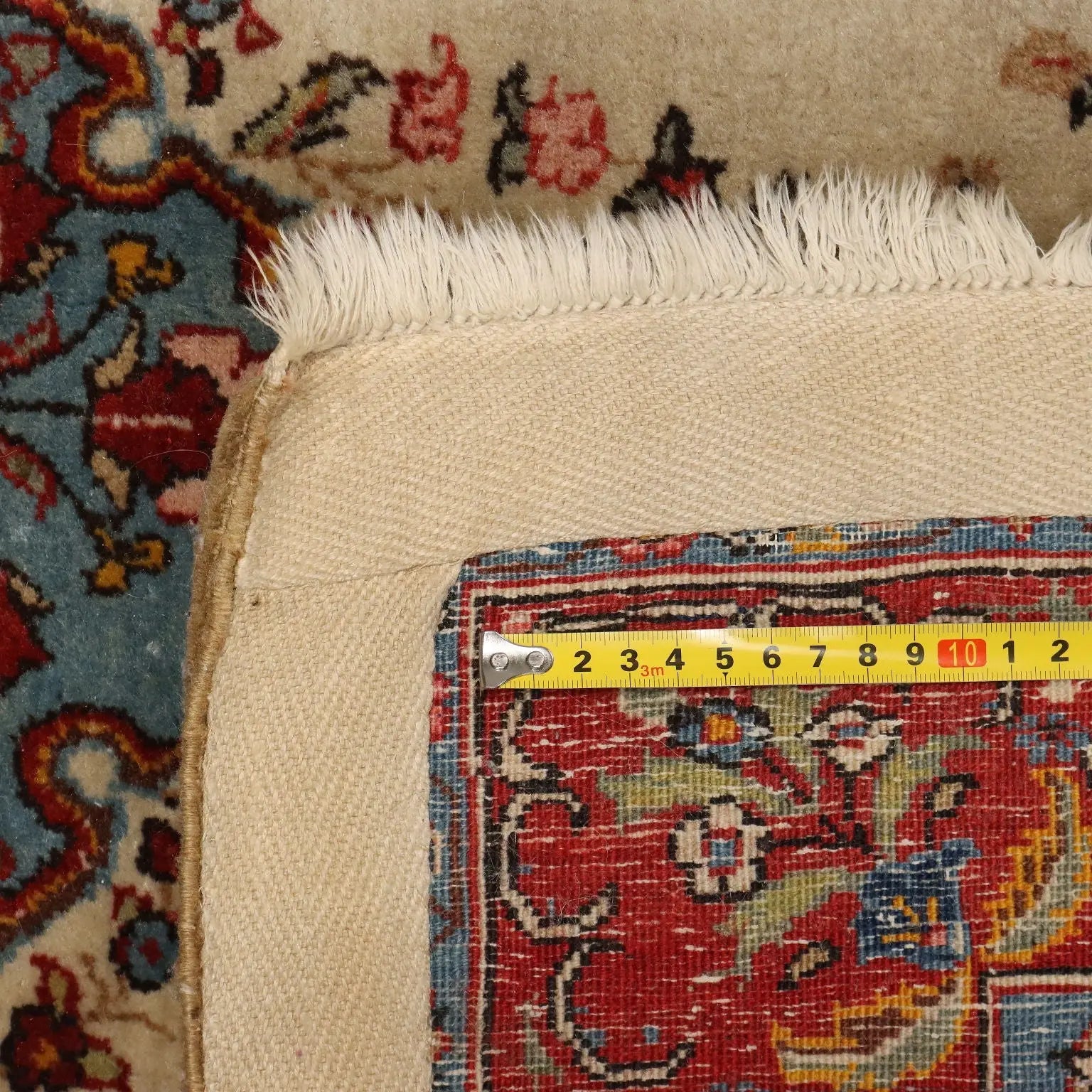 Antique Asian Carpet Cotton Wool 88 x 53 In
