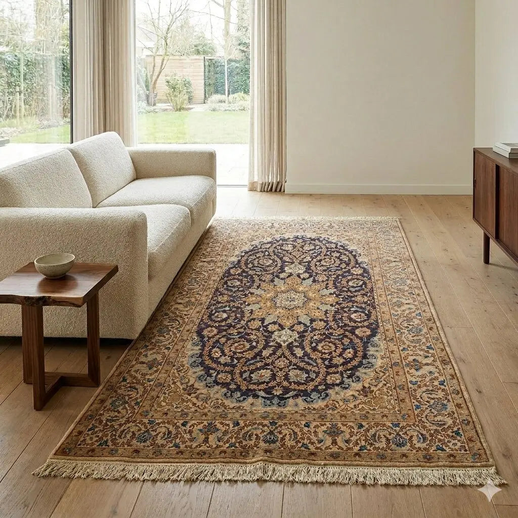 Antique Main Carpet in Cotton and Wool - 