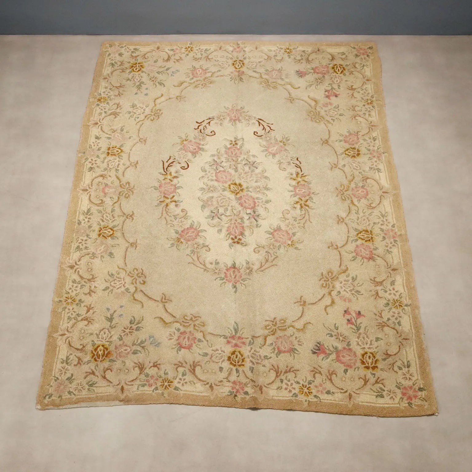 Antique Middle Point Carpet Cotton Heavy Knot 118 x 75 In