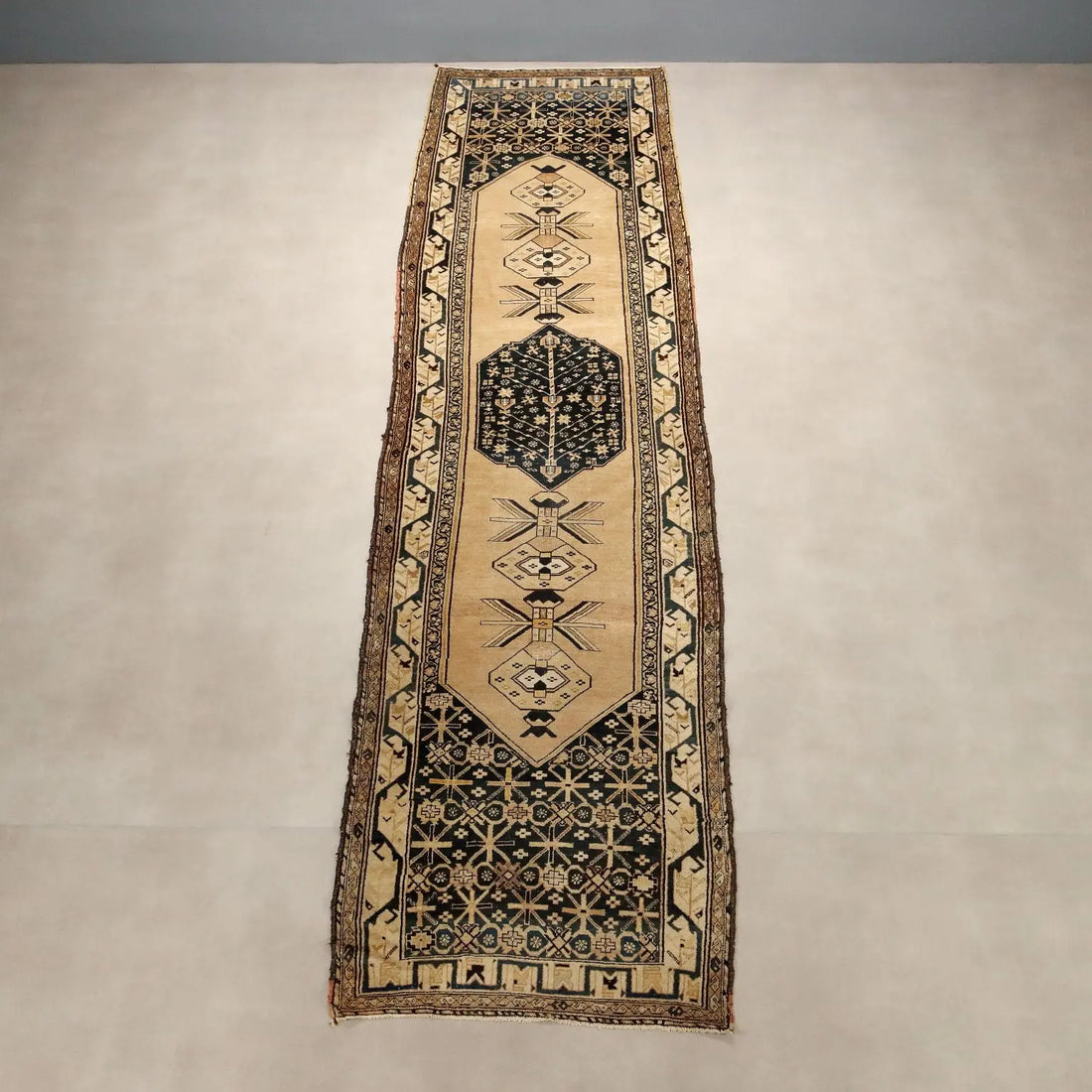 Antique Asian Carpet Cotton Wool Heavy Knot 181 x 47 In