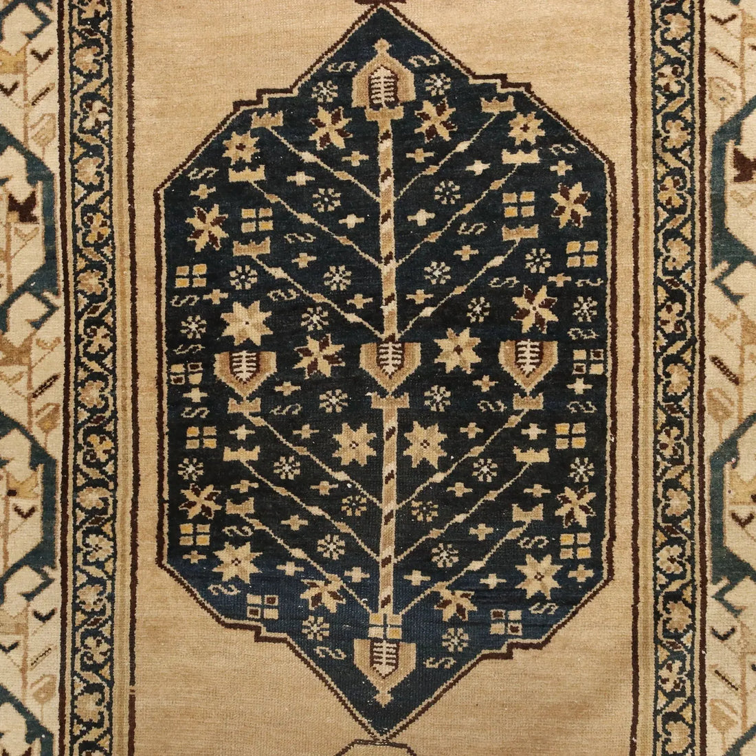 Antique Asian Carpet Cotton Wool Heavy Knot 181 x 47 In