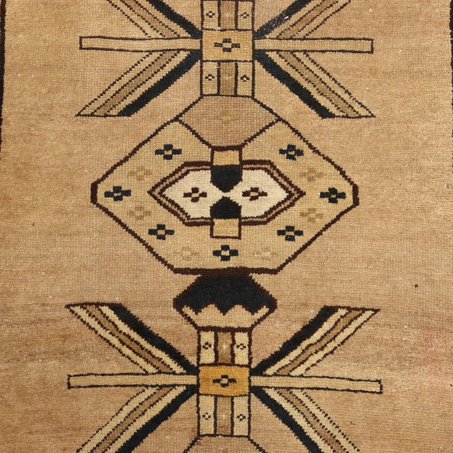 Antique Asian Carpet Cotton Wool Heavy Knot 181 x 47 In