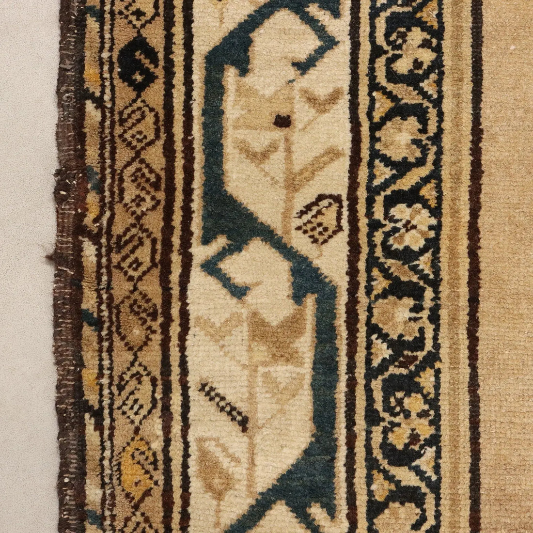Antique Asian Carpet Cotton Wool Heavy Knot 181 x 47 In