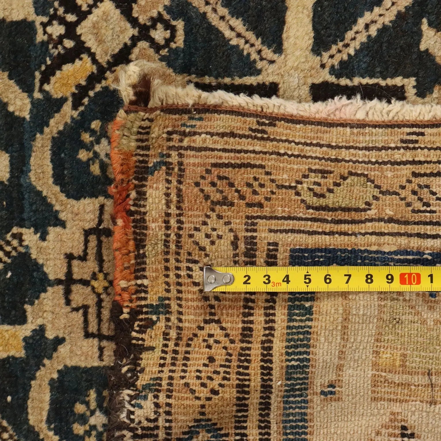 Antique Asian Carpet Cotton Wool Heavy Knot 181 x 47 In