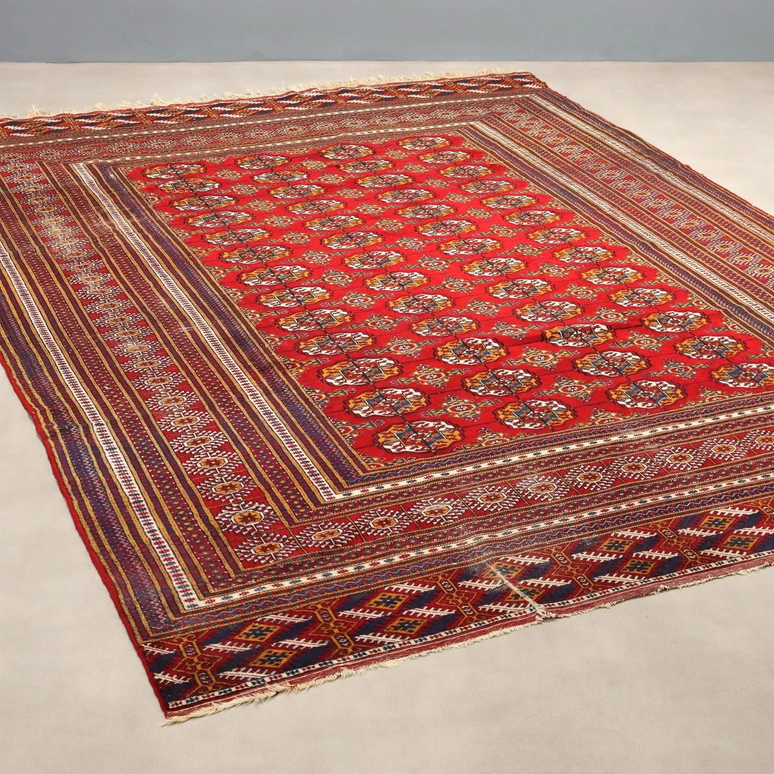 Antique Bokhara Carpet Cotton Wool Thin Knot Pakistan 110 x 84 In