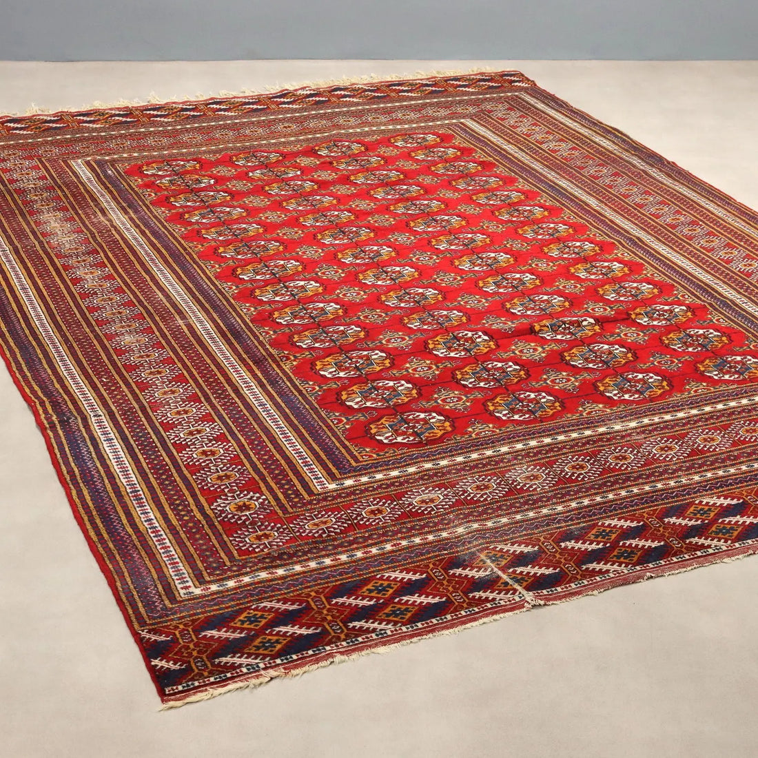 Antique Bokhara Carpet Cotton Wool Thin Knot Pakistan 110 x 84 In