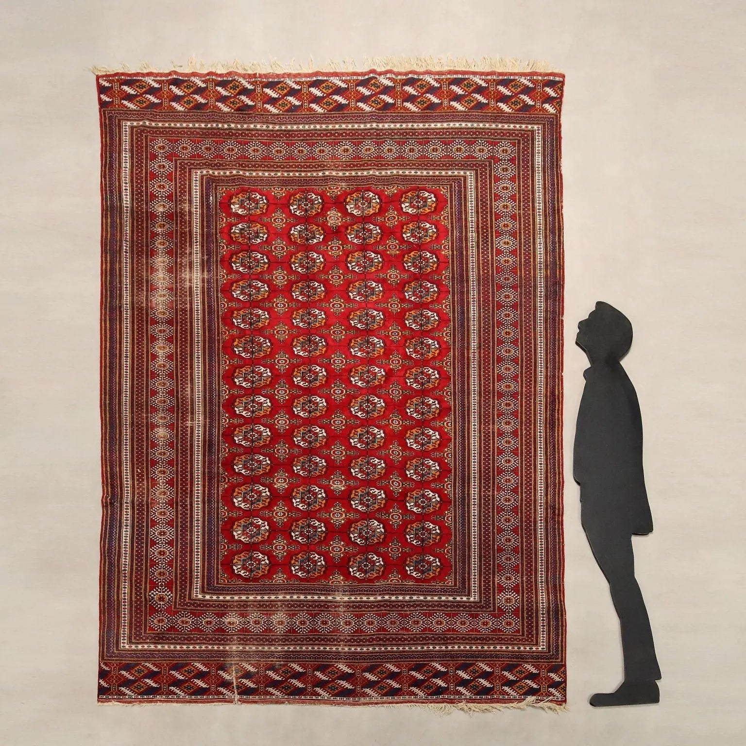 Antique Bokhara Carpet Cotton Wool Thin Knot Pakistan 110 x 84 In