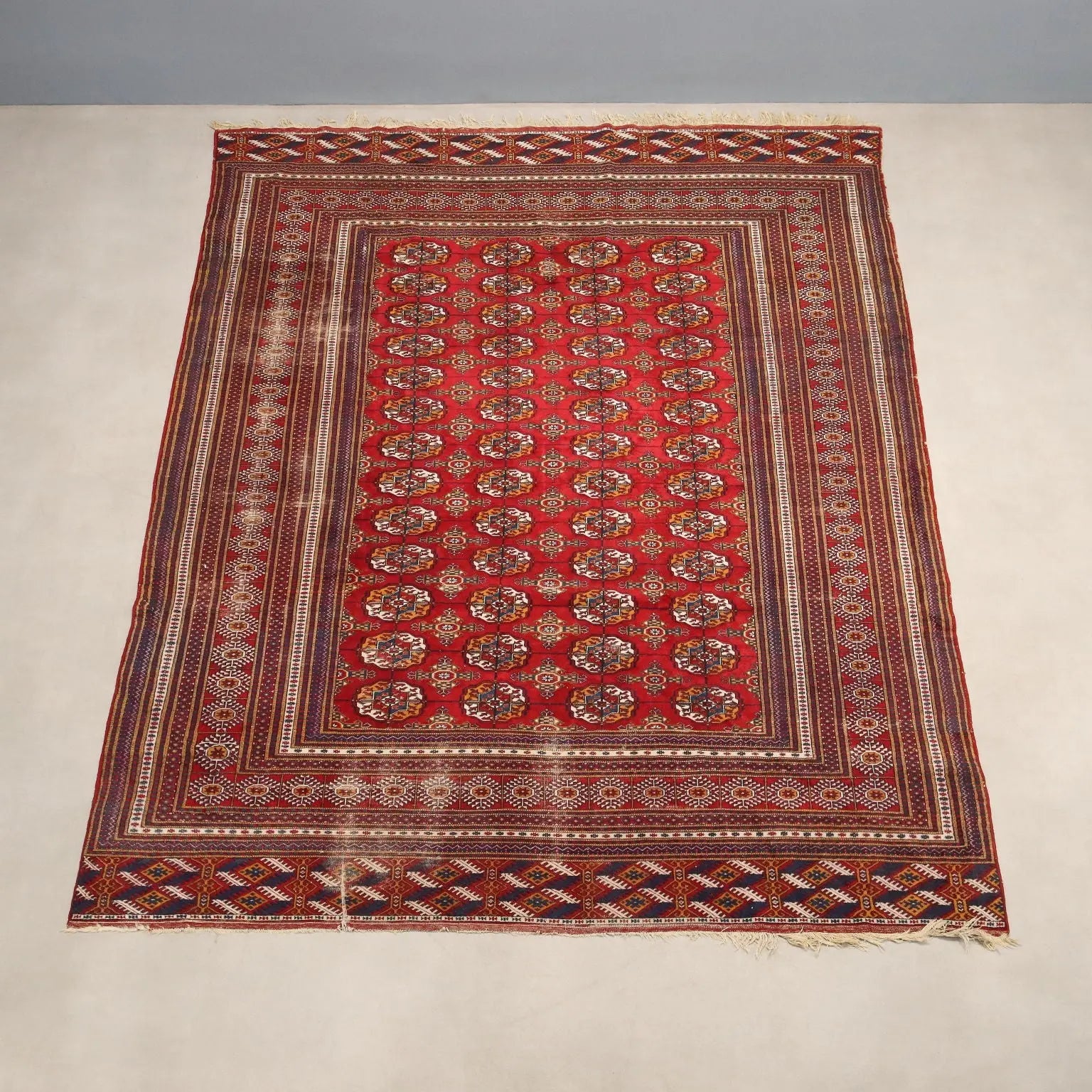 Antique Bokhara Carpet Cotton Wool Thin Knot Pakistan 110 x 84 In