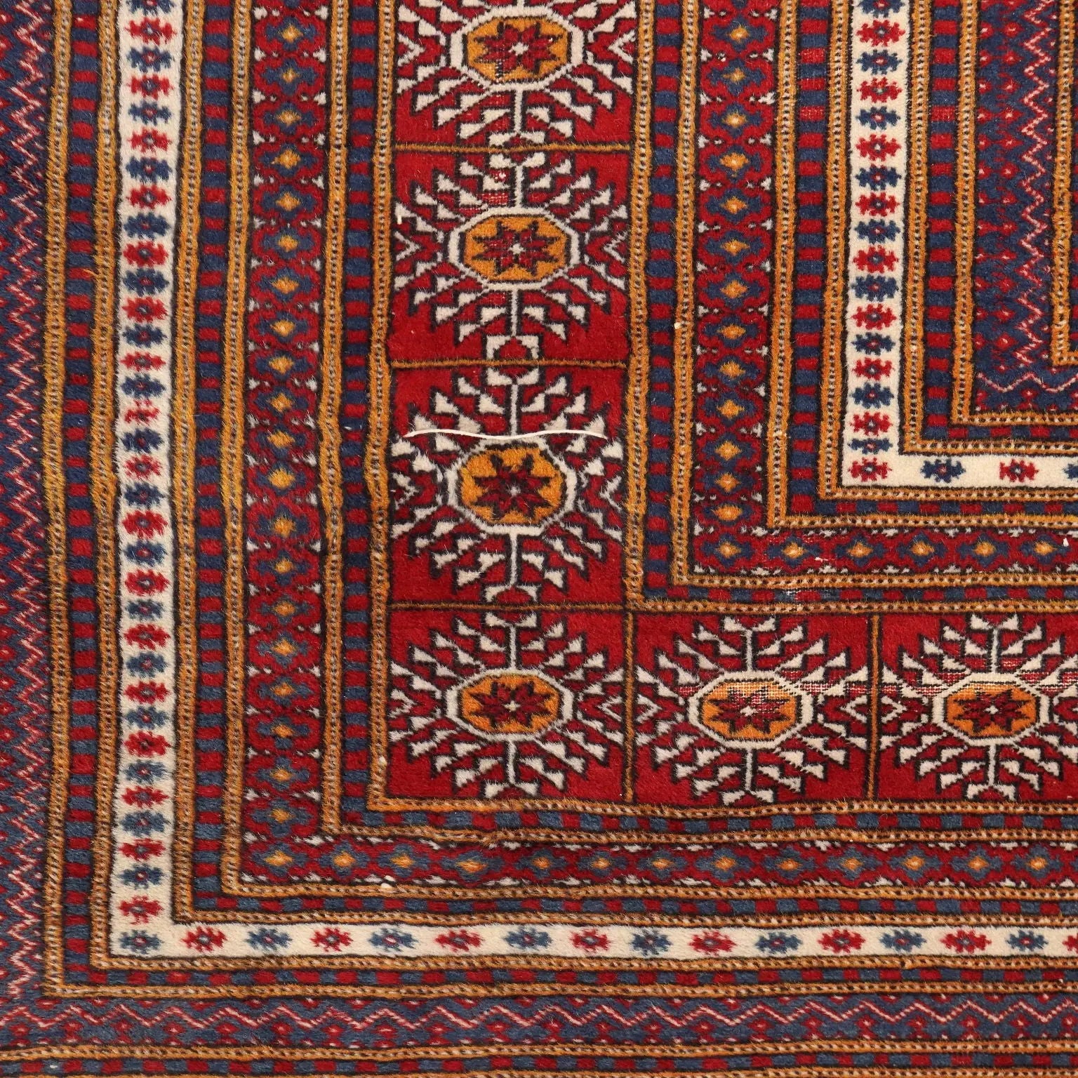 Antique Bokhara Carpet Cotton Wool Thin Knot Pakistan 110 x 84 In