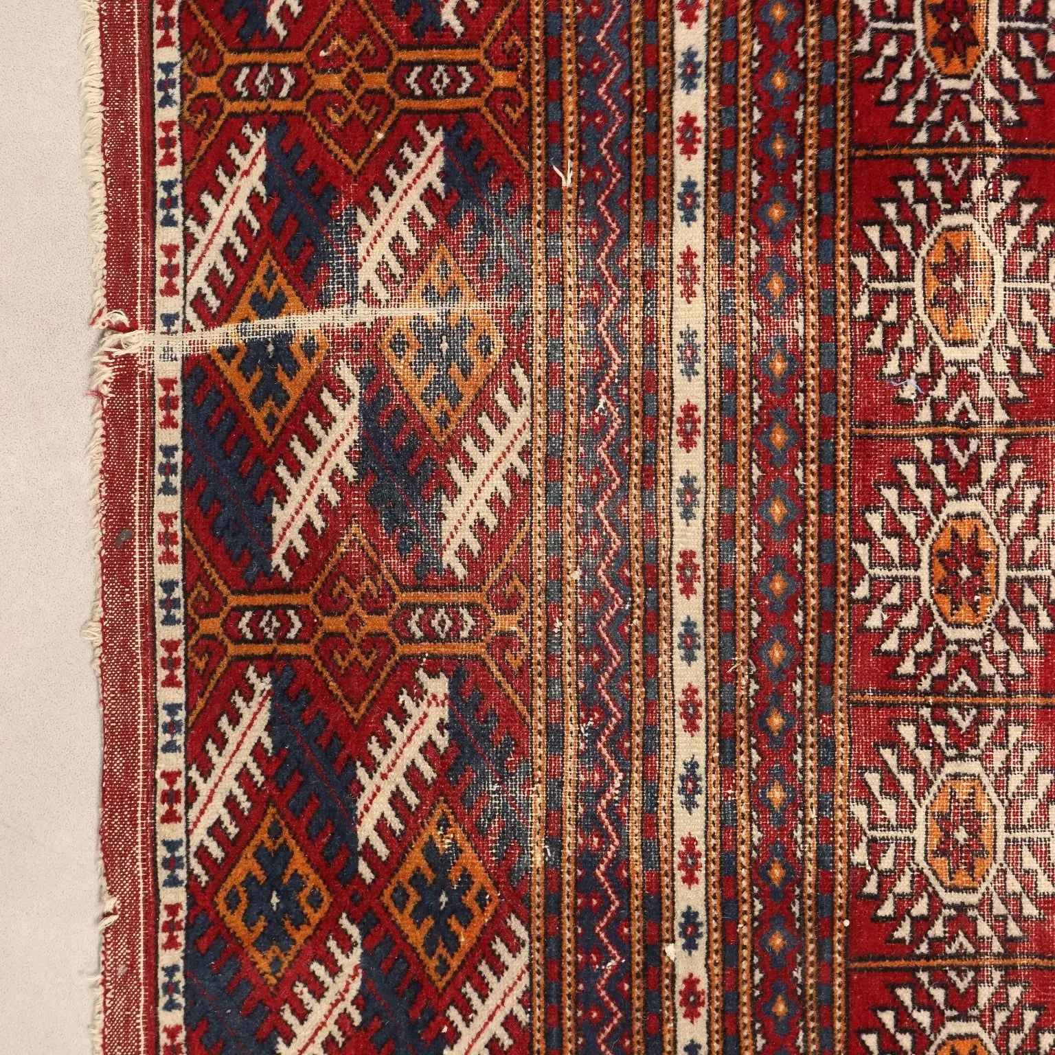 Antique Bokhara Carpet Cotton Wool Thin Knot Pakistan 110 x 84 In
