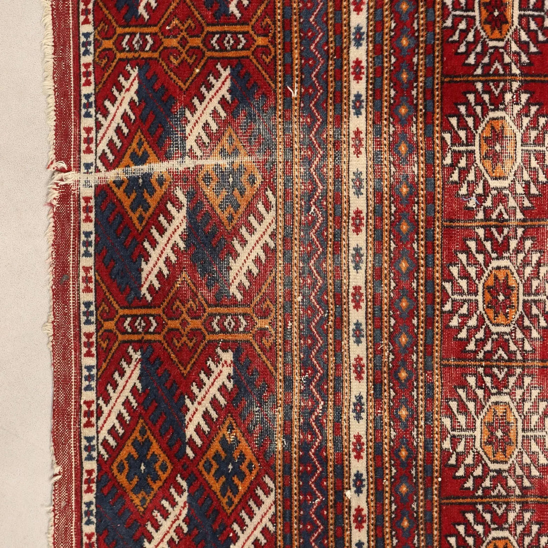 Antique Bokhara Carpet Cotton Wool Thin Knot Pakistan 110 x 84 In