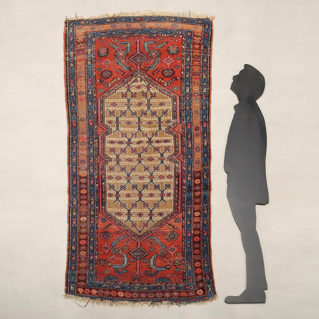 Antique Asian Carpet Wool Thin Knot Handmade 82 x 44 In