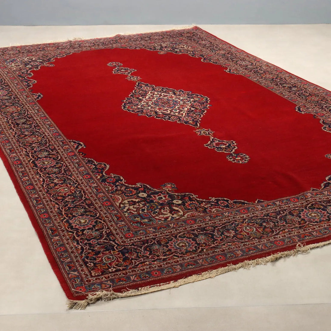 Antique Asian Carpet Cotton Wool Thin Knot 131 x 85 In