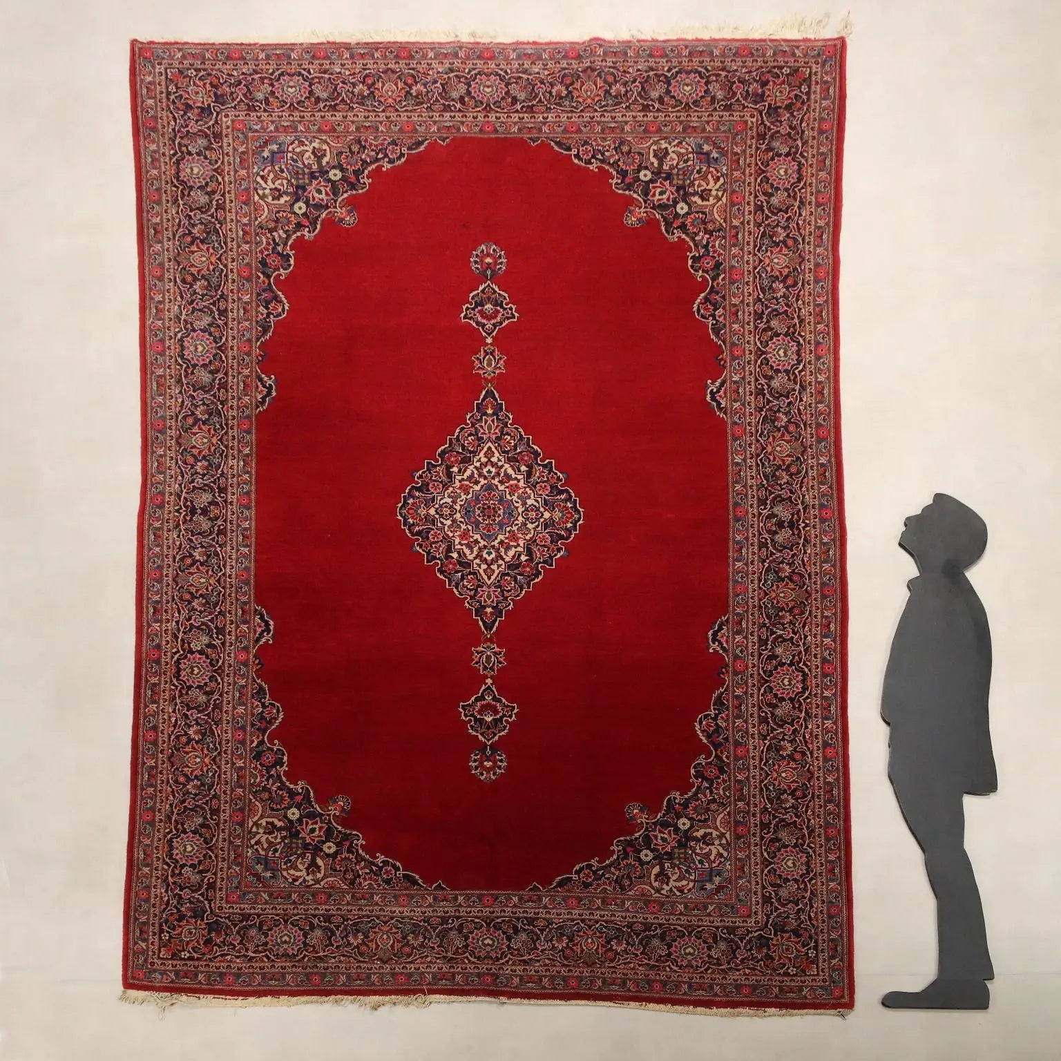 Antique Asian Carpet Cotton Wool Thin Knot 131 x 85 In