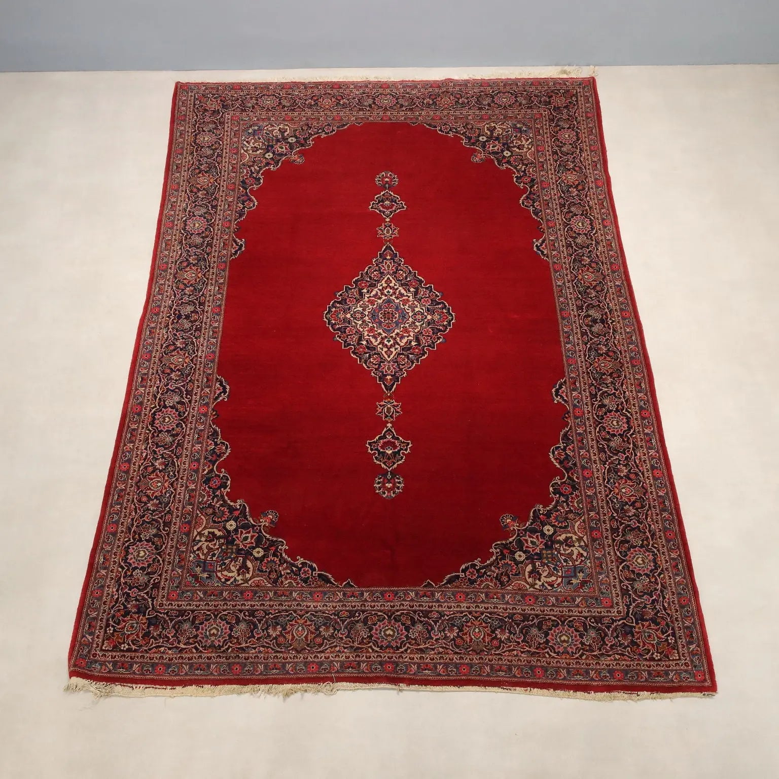 Antique Asian Carpet Cotton Wool Thin Knot 131 x 85 In
