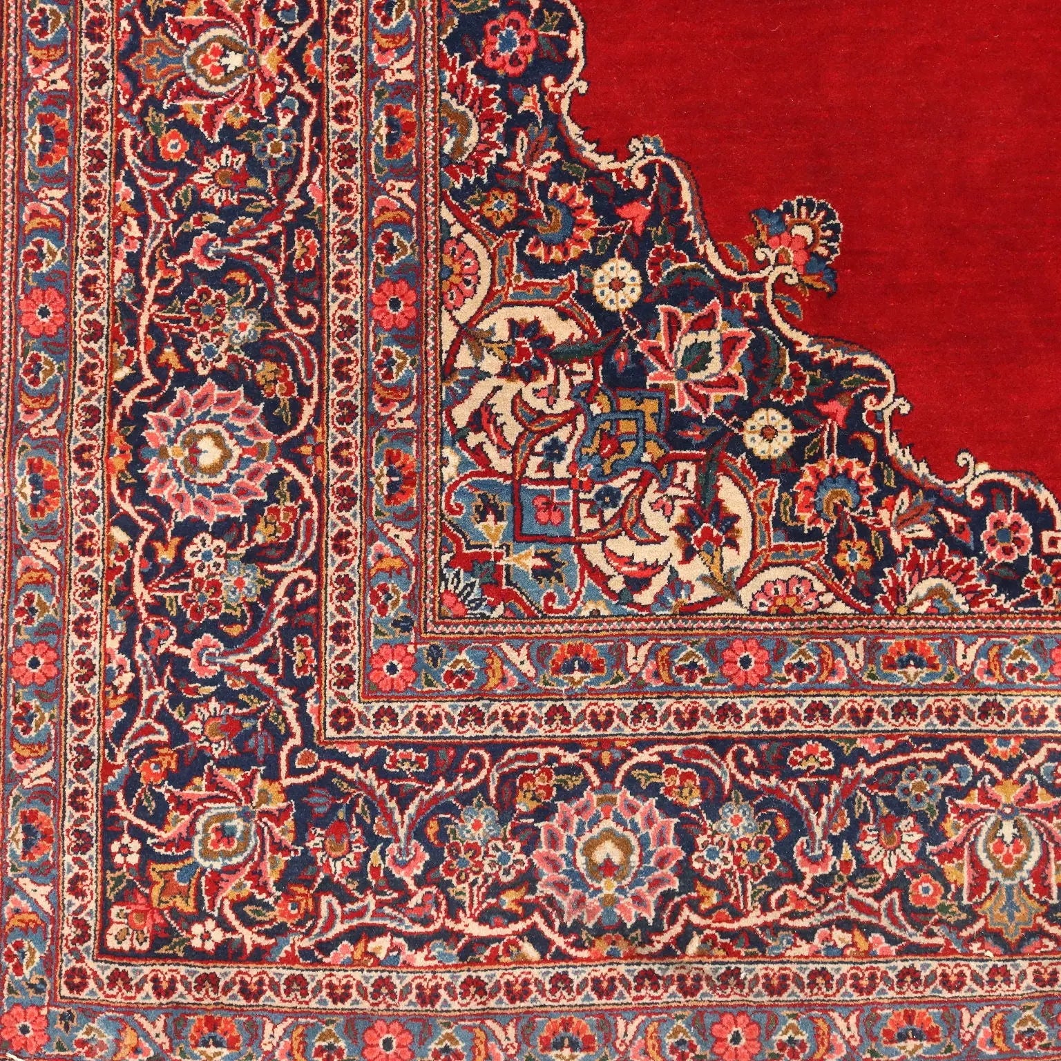 Antique Asian Carpet Cotton Wool Thin Knot 131 x 85 In