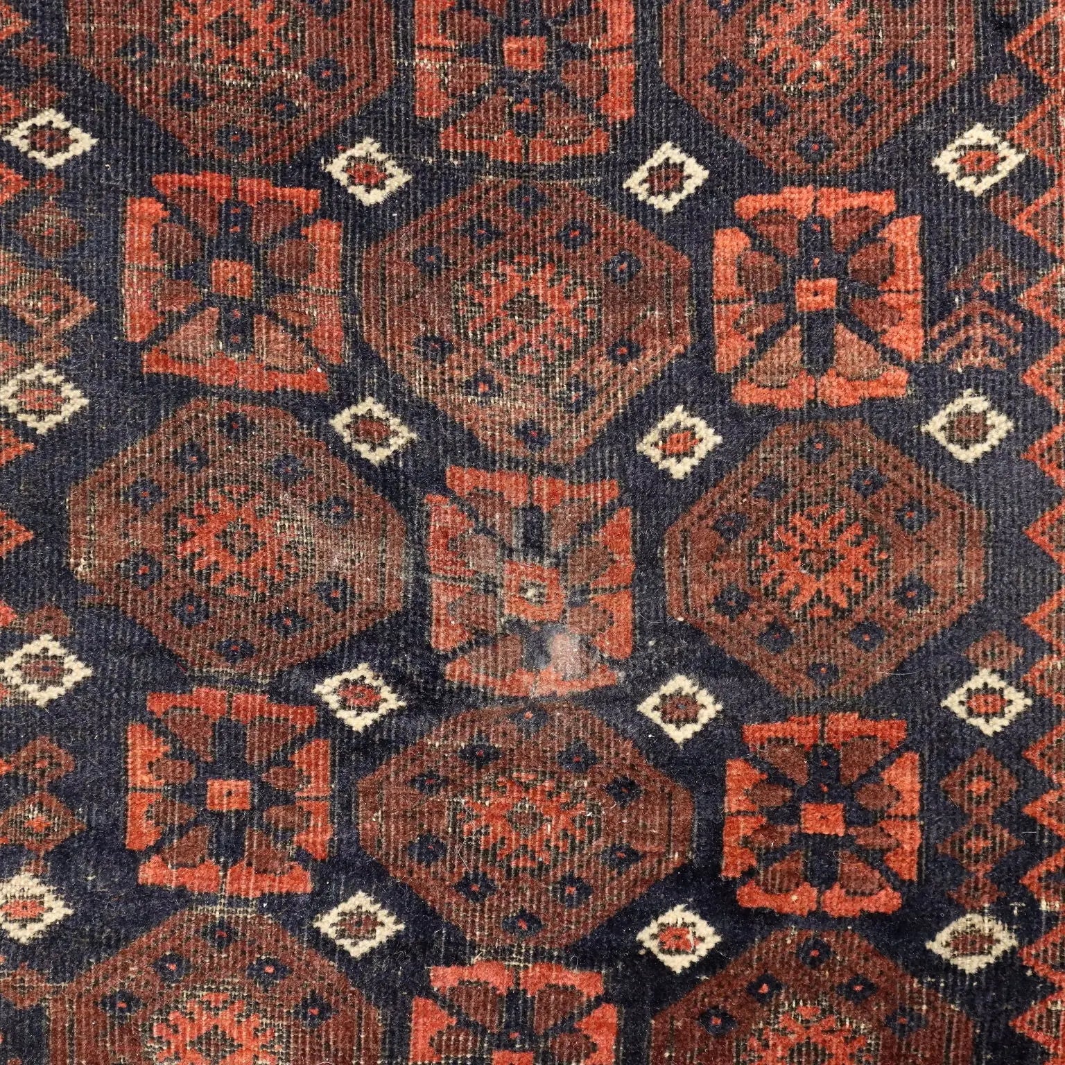 Antique Asian Carpet Wool Thin Knot Handmade 59 x 35 In