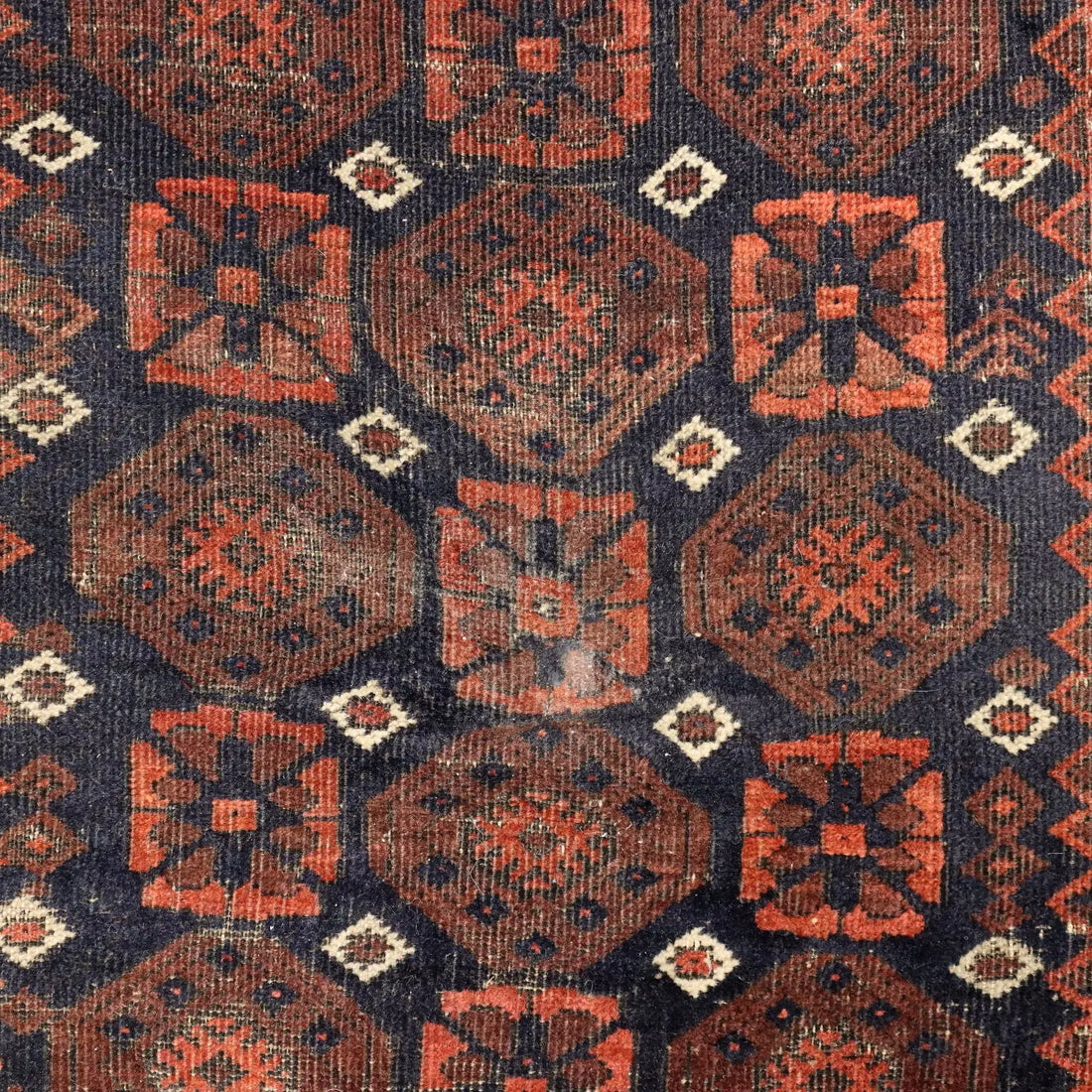 Antique Asian Carpet Wool Thin Knot Handmade 59 x 35 In