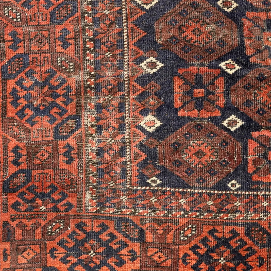Antique Asian Carpet Wool Thin Knot Handmade 59 x 35 In