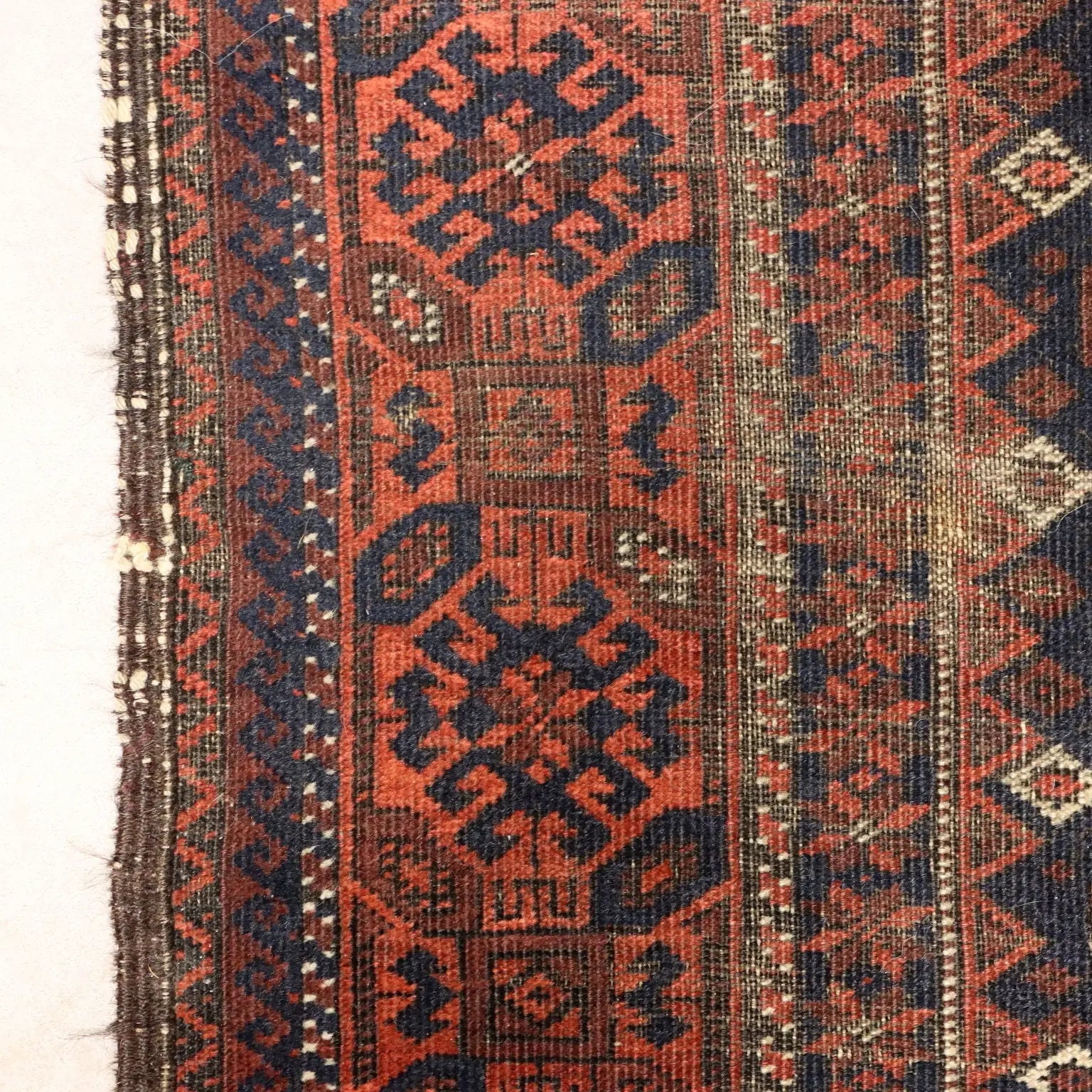 Antique Asian Carpet Wool Thin Knot Handmade 59 x 35 In