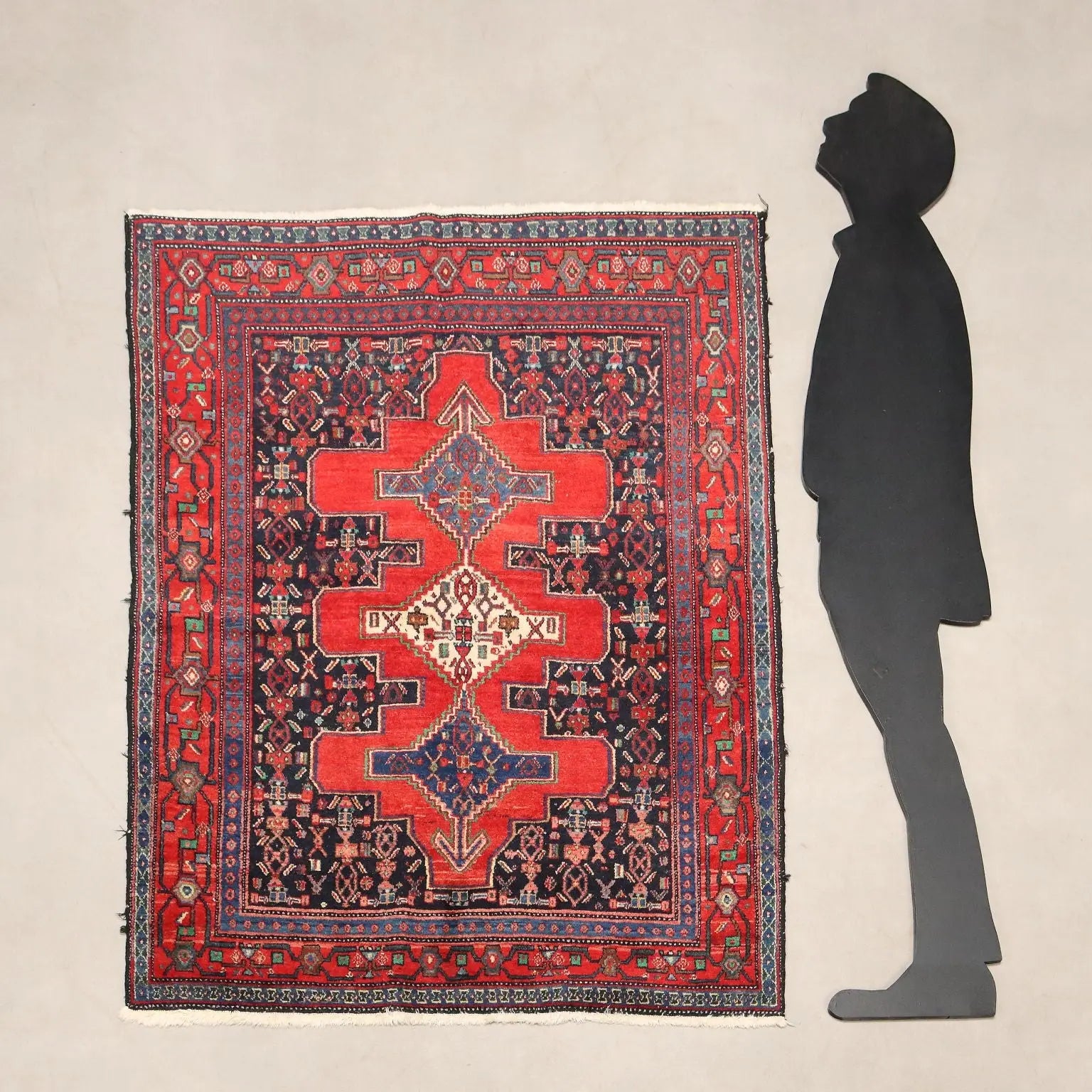 Antique Asian Carpet Cotton Wool Thin Knot 57 x 48 In