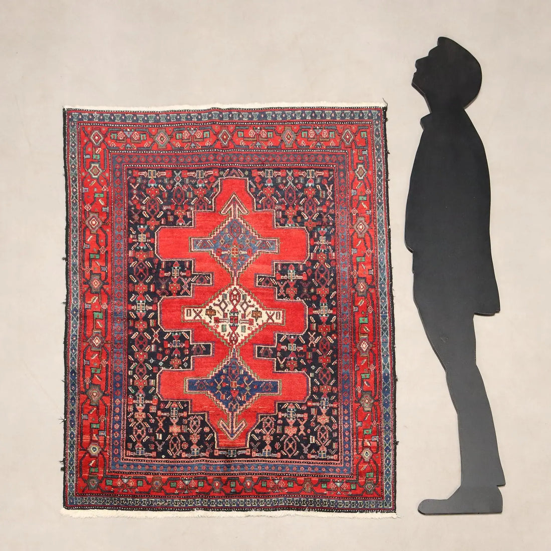 Antique Asian Carpet Cotton Wool Thin Knot 57 x 48 In