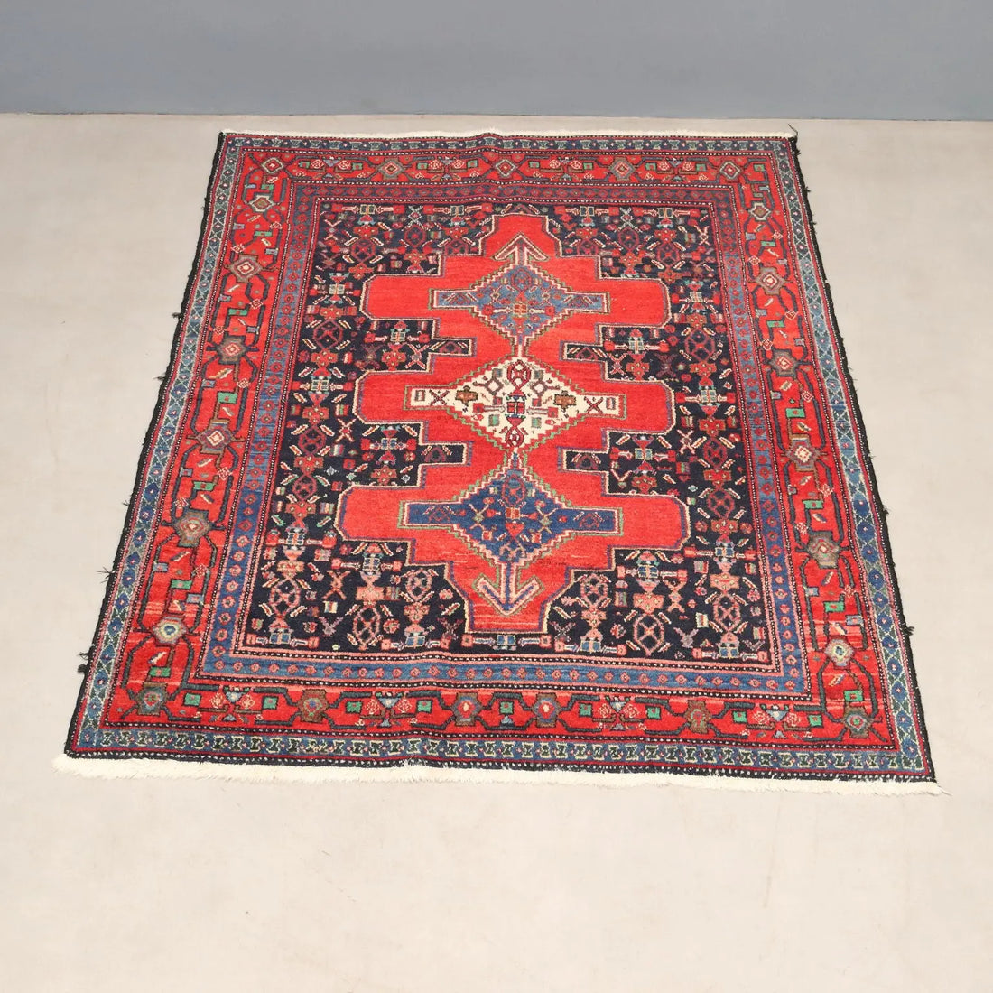 Antique Asian Carpet Cotton Wool Thin Knot 57 x 48 In