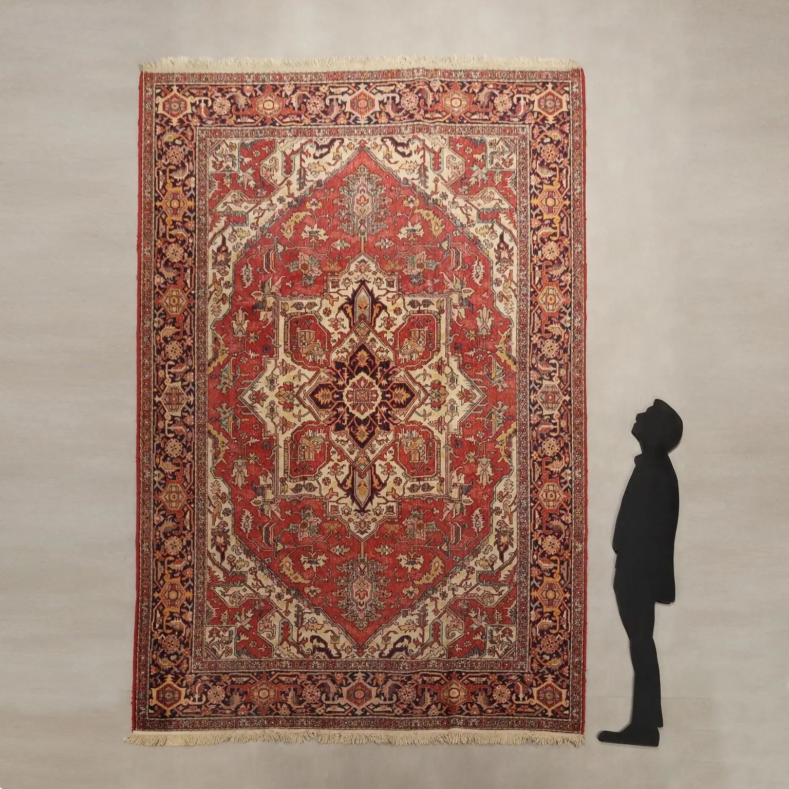 Antique Asian Carpet Cotton Wool Thin Knot 135 x 94 In